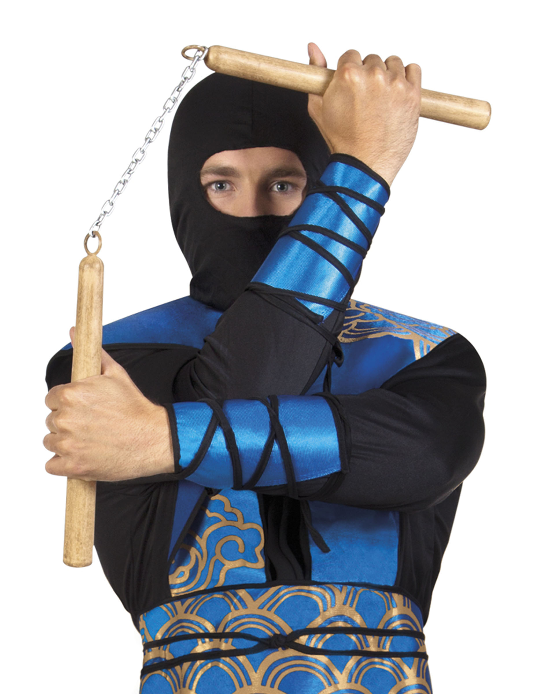 Nunchaku en plastique effet bois 30 cm