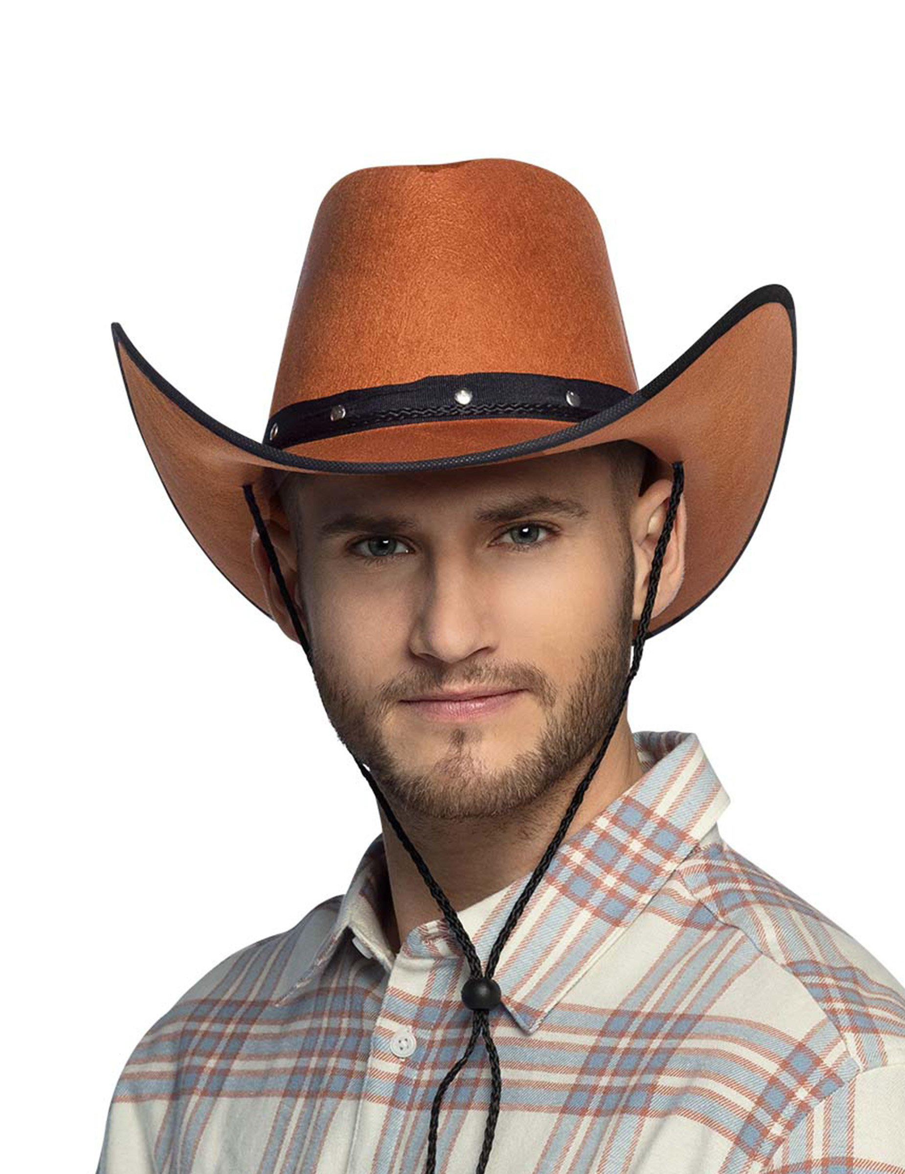 Chapeau cowboy marron à bordures noires adulte