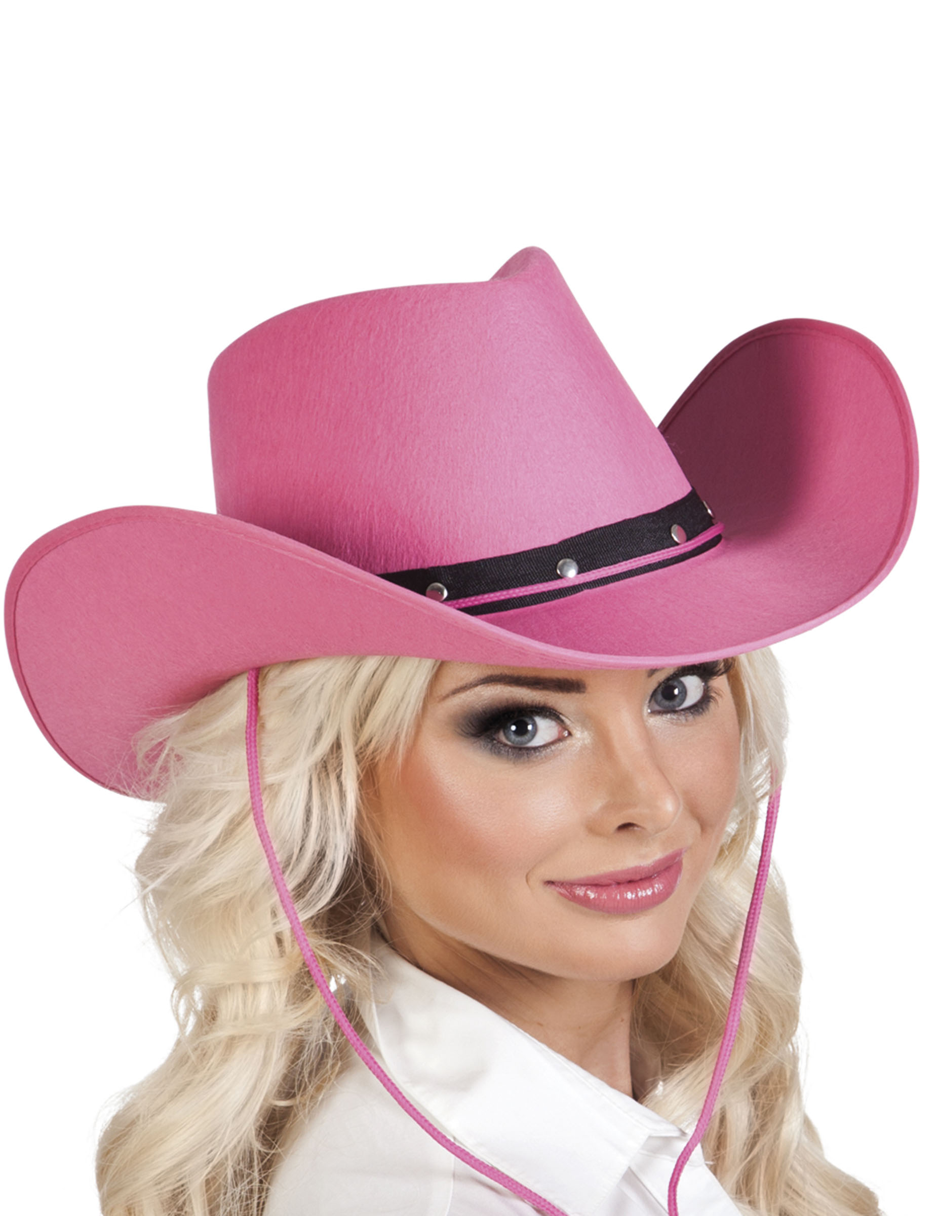 Chapeau cowboy rose et noir adulte