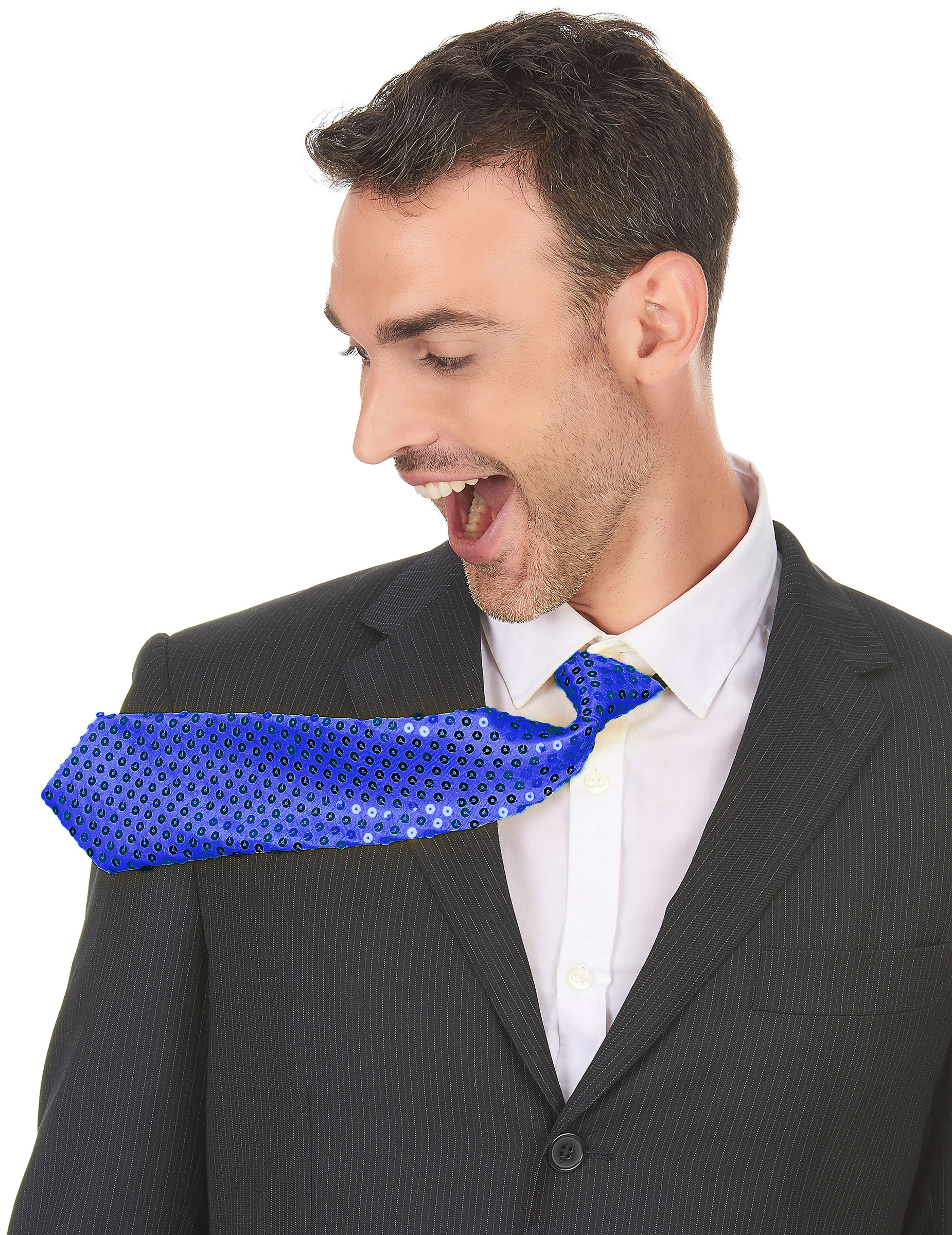 Cravate à sequins bleues adulte