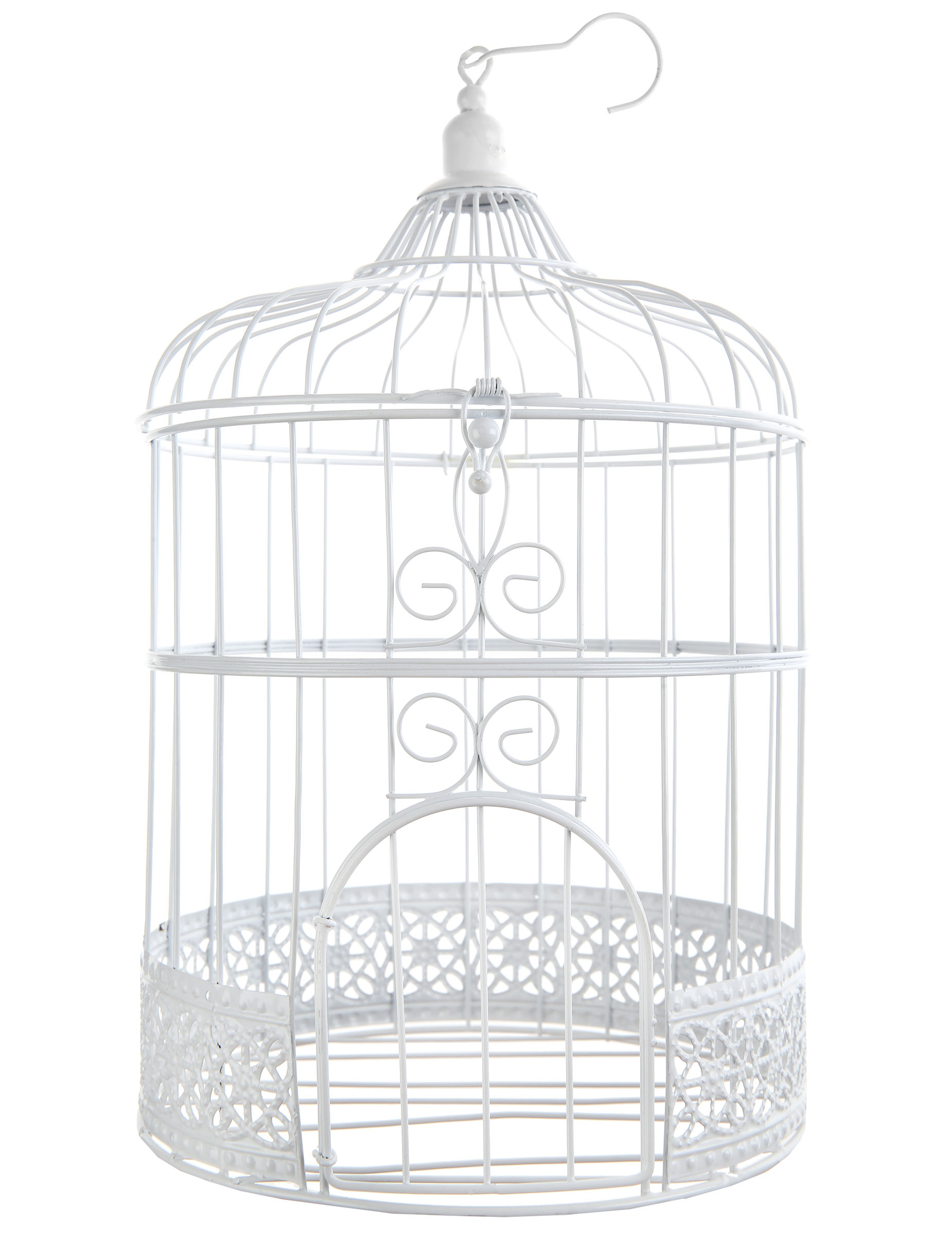 Décoration cage à oiseaux blanche 30 cm en métal à suspendre