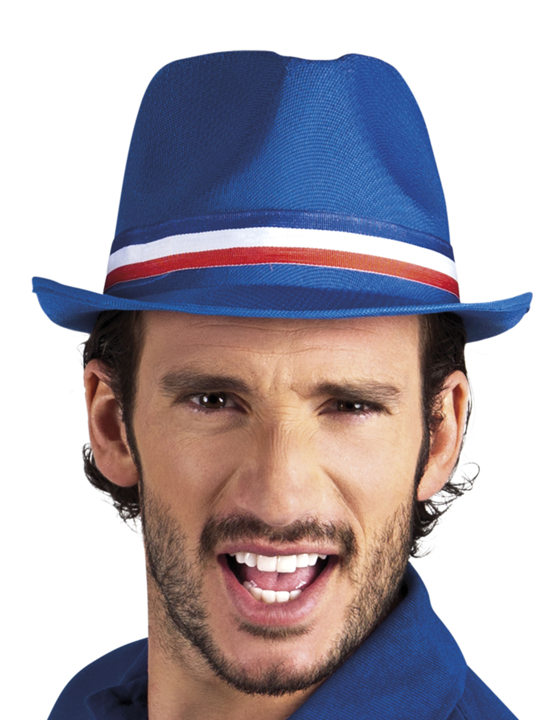 Chapeau gangster bleu supporter France adulte