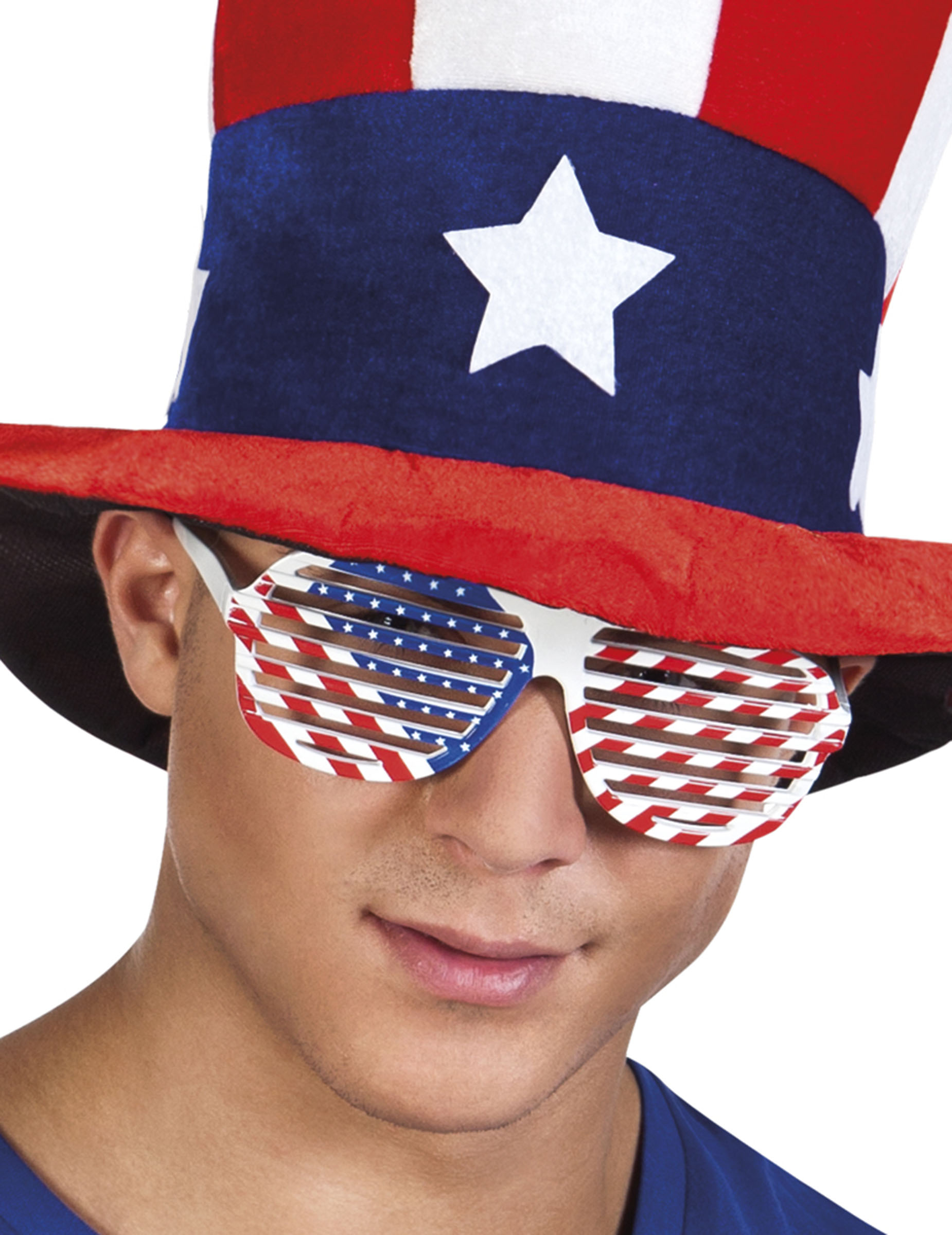 Lunettes blanches drapeau USA adulte