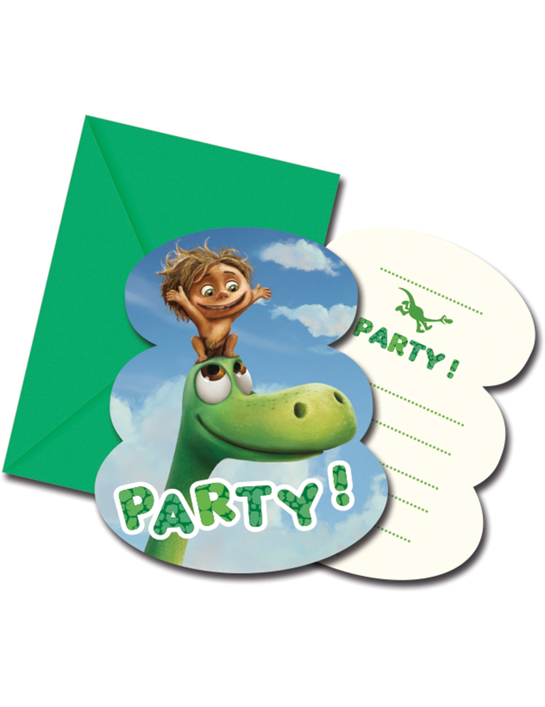 6 Cartes d'invitation + enveloppes Le Voyage d'Arlo