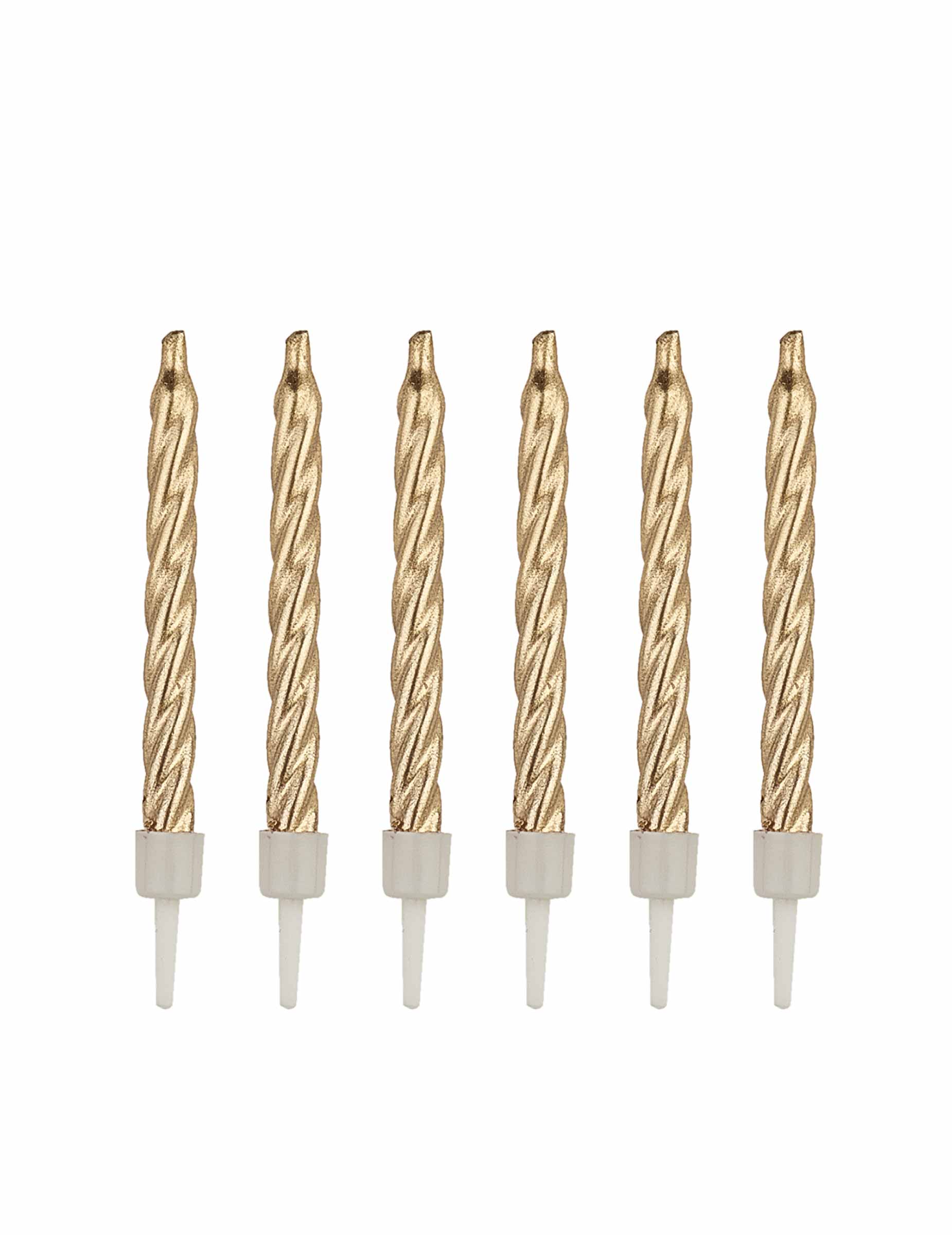 12 Bougies dorées 7,5 cm