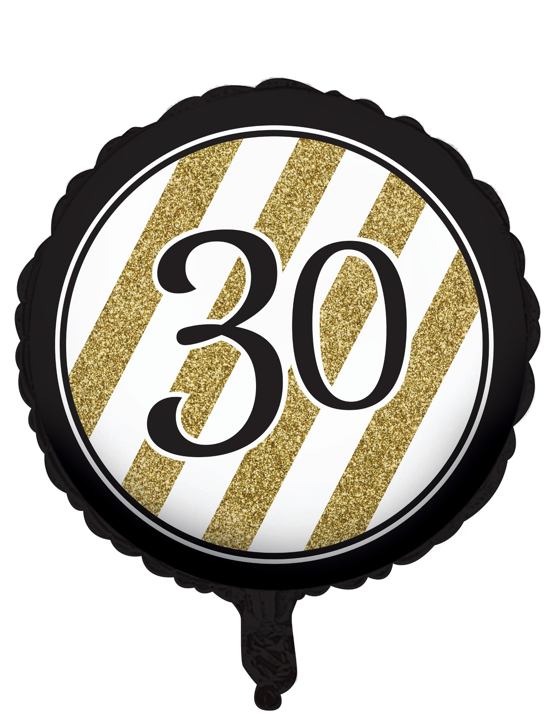 Ballon aluminium 30 ans noir et doré 46 cm