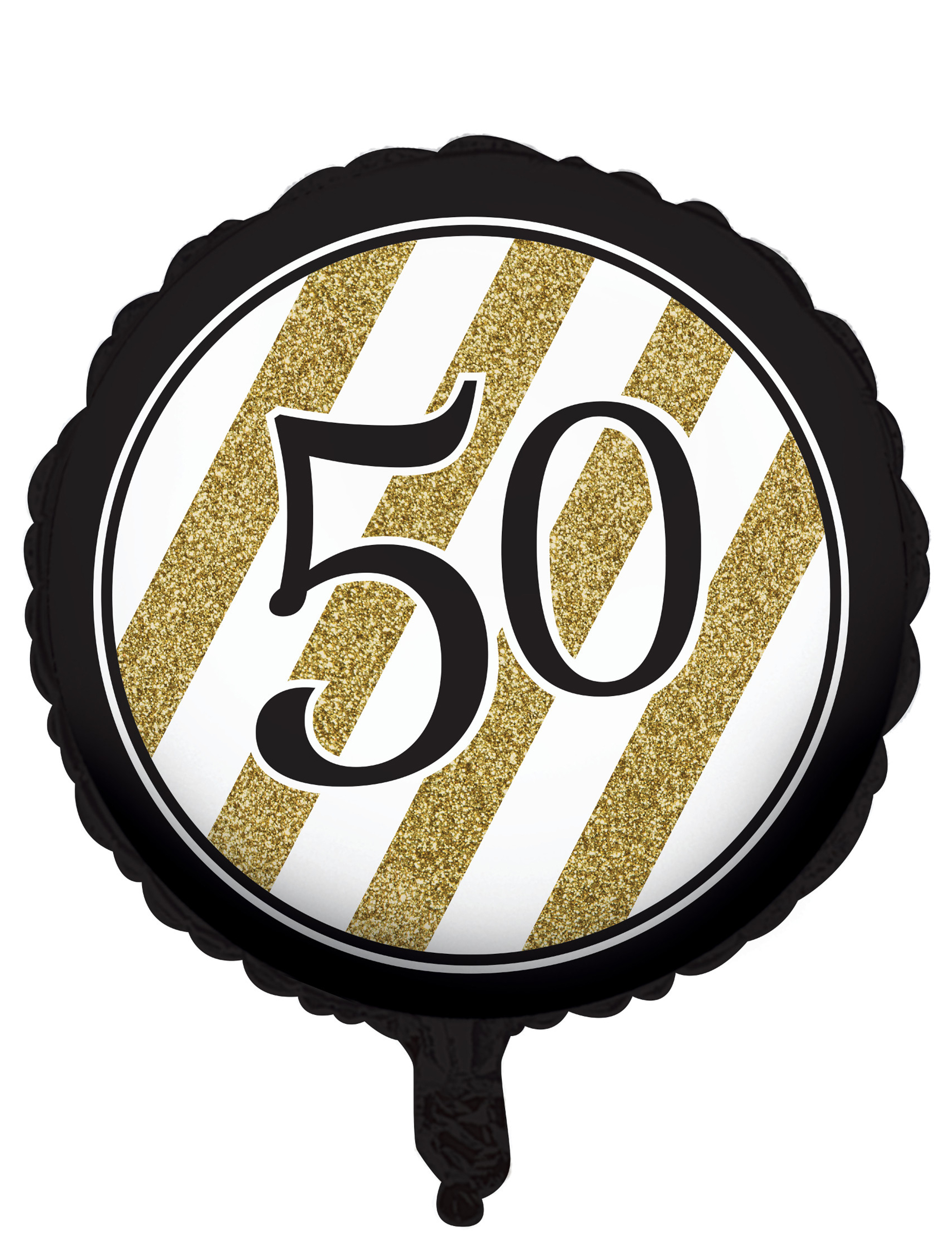 Ballon aluminium 50 ans noir et doré 46 cm