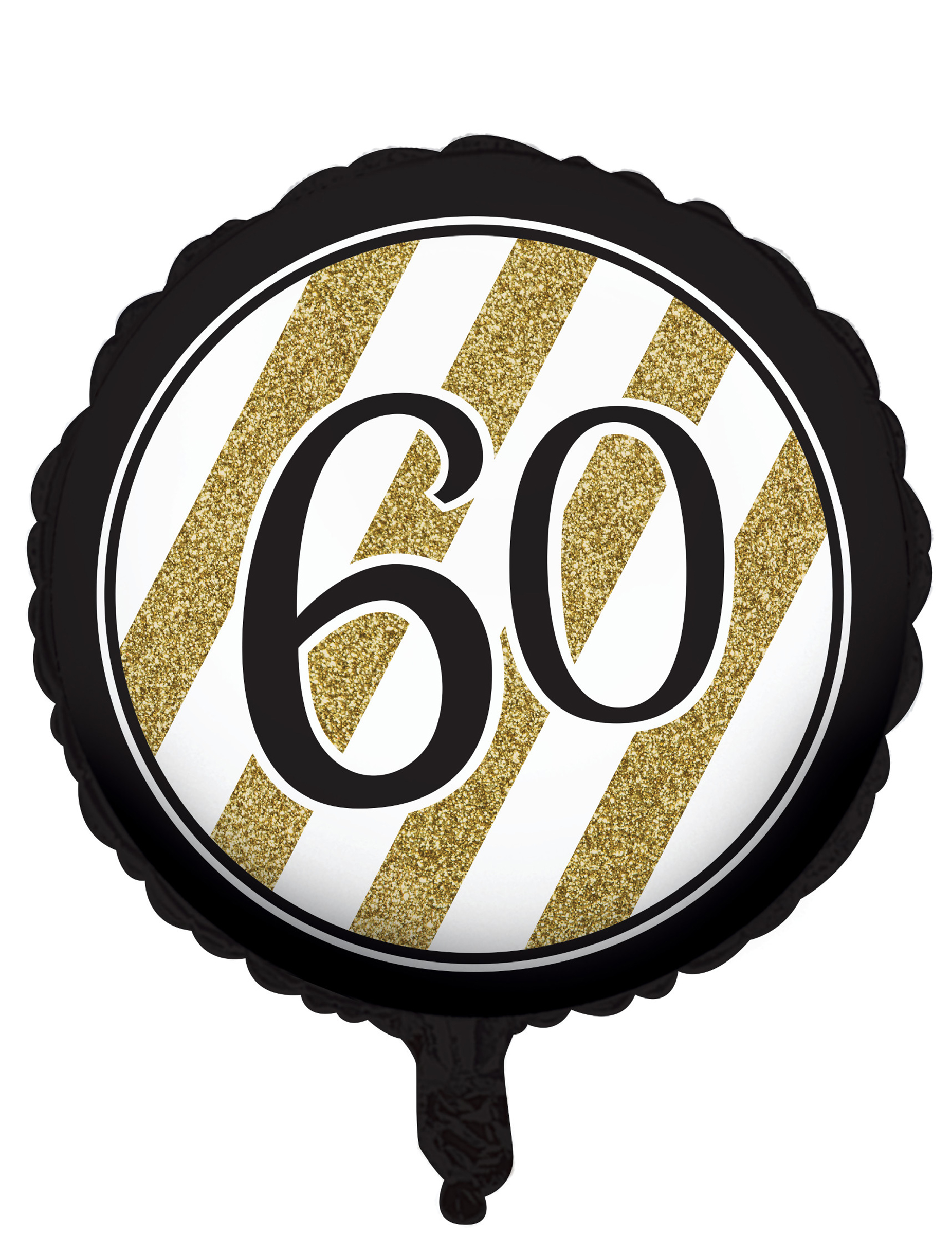 Ballon aluminium 60 ans noir et doré 46 cm