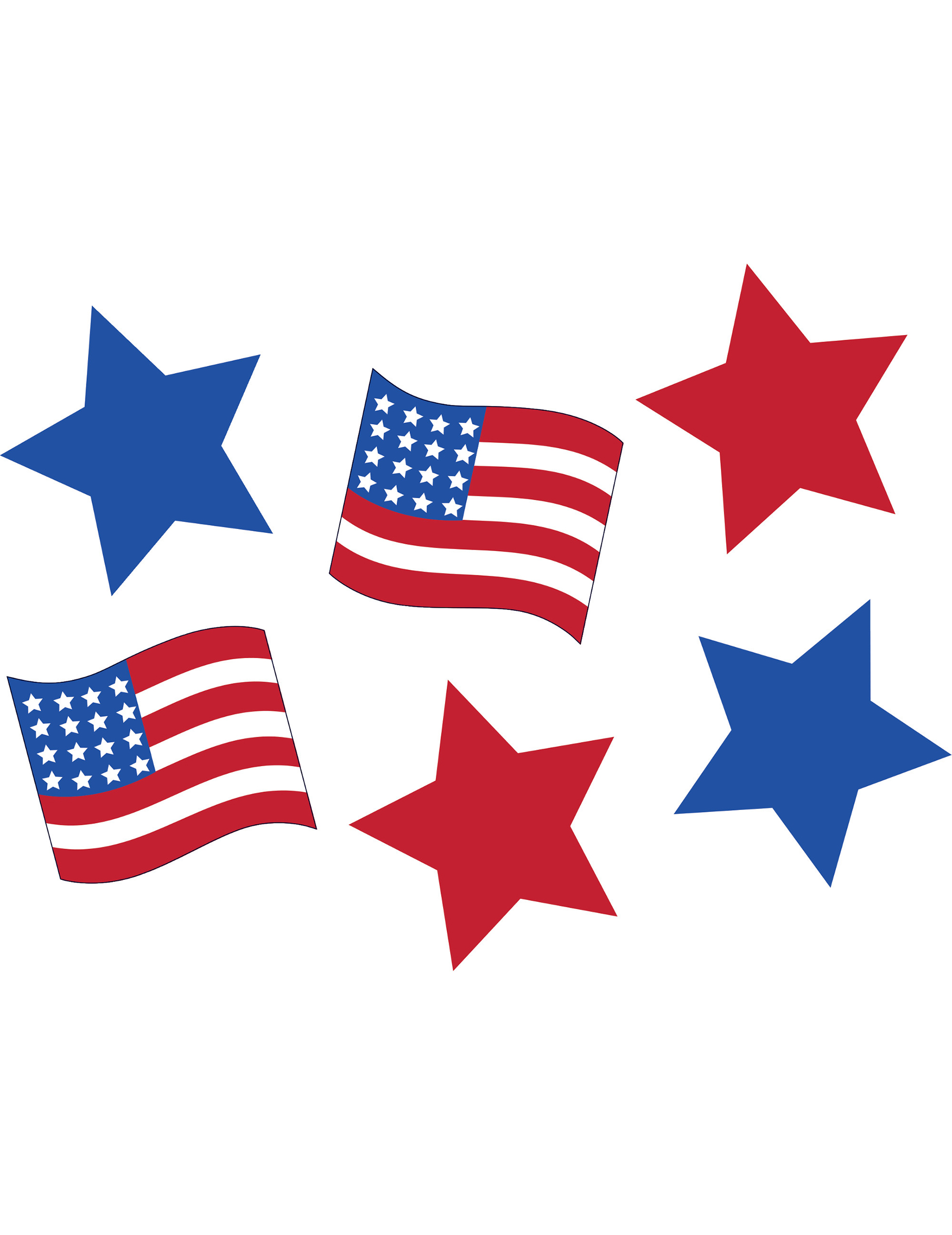 6 Décorations cartonnées USA 15 cm