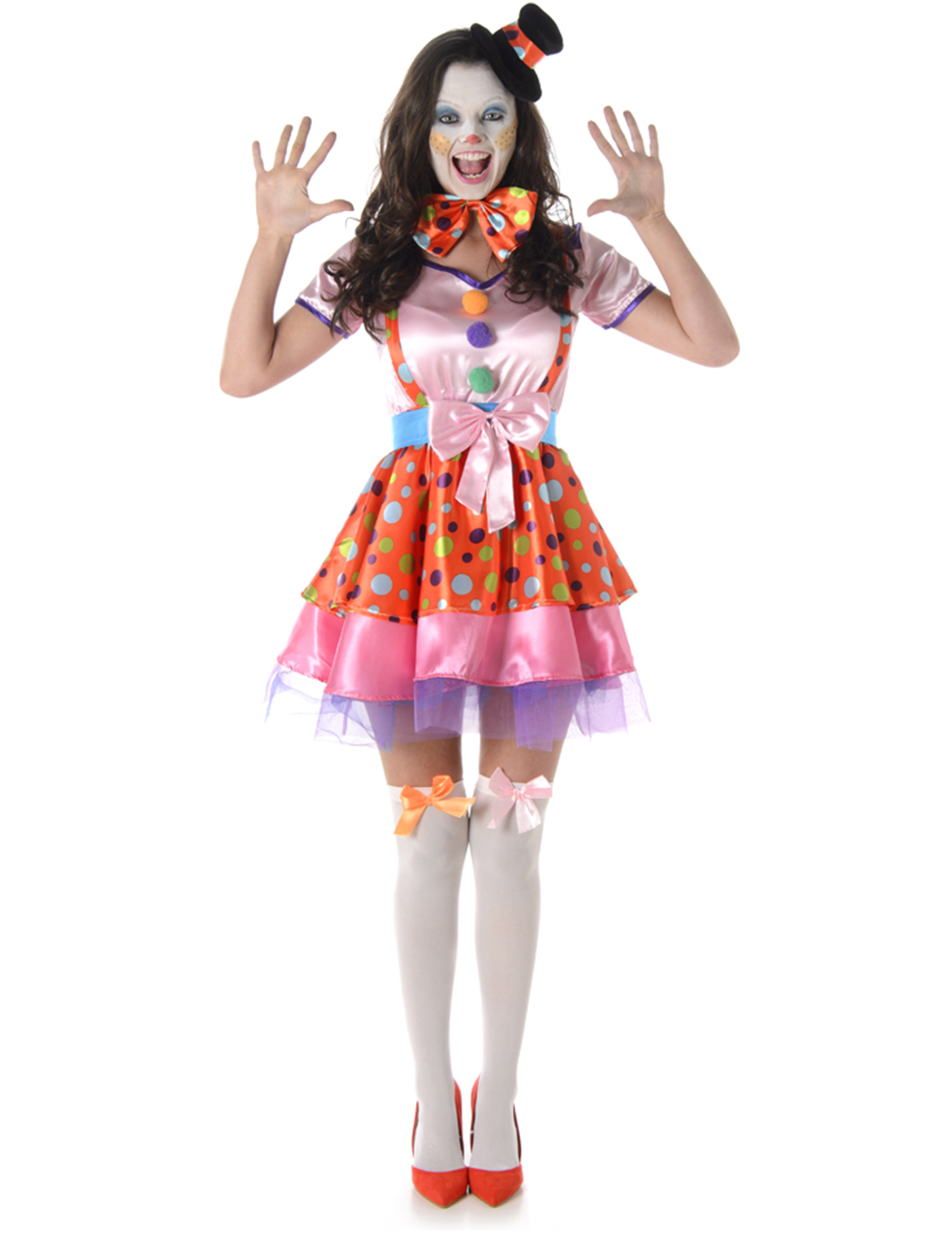 Déguisement clown à pois coloré femme