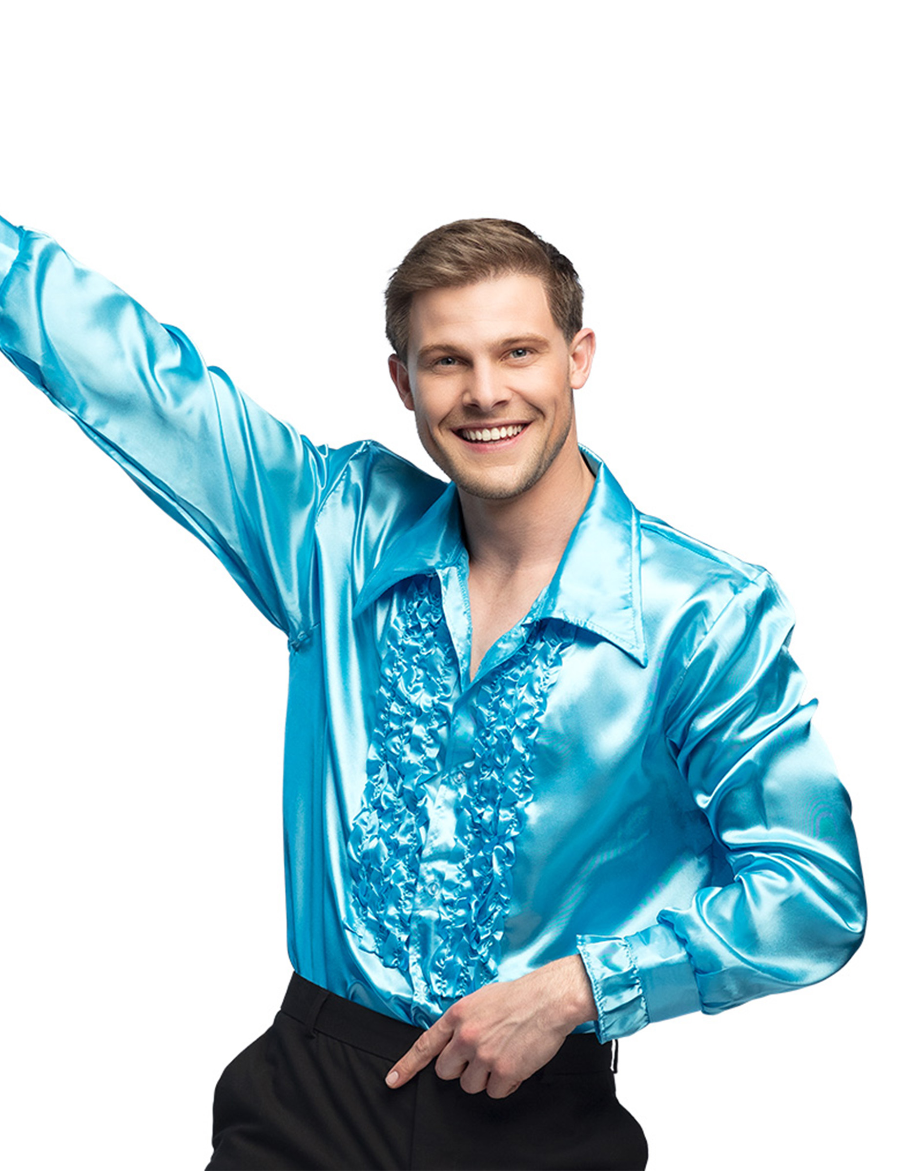 Chemise disco bleu clair homme
