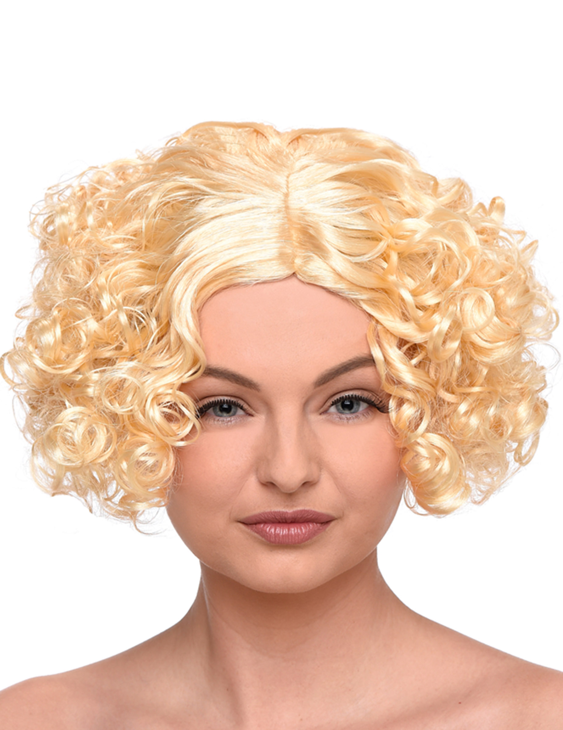 Perruque blonde courte bouclée femme