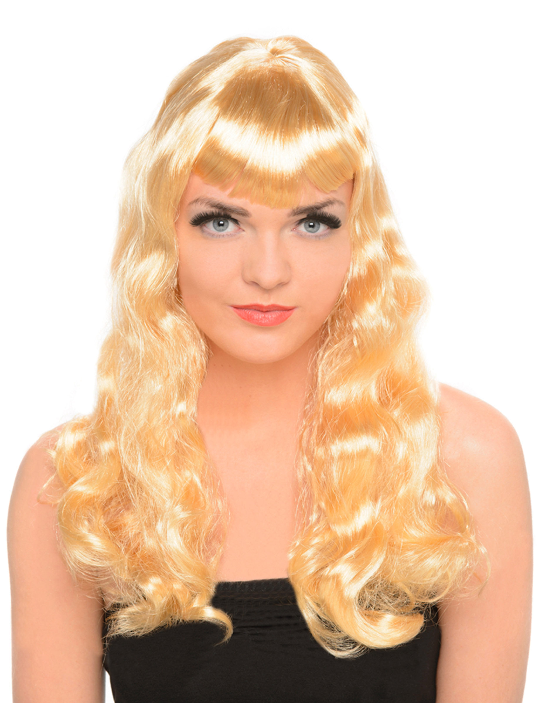 Perruque blonde longue bouclée