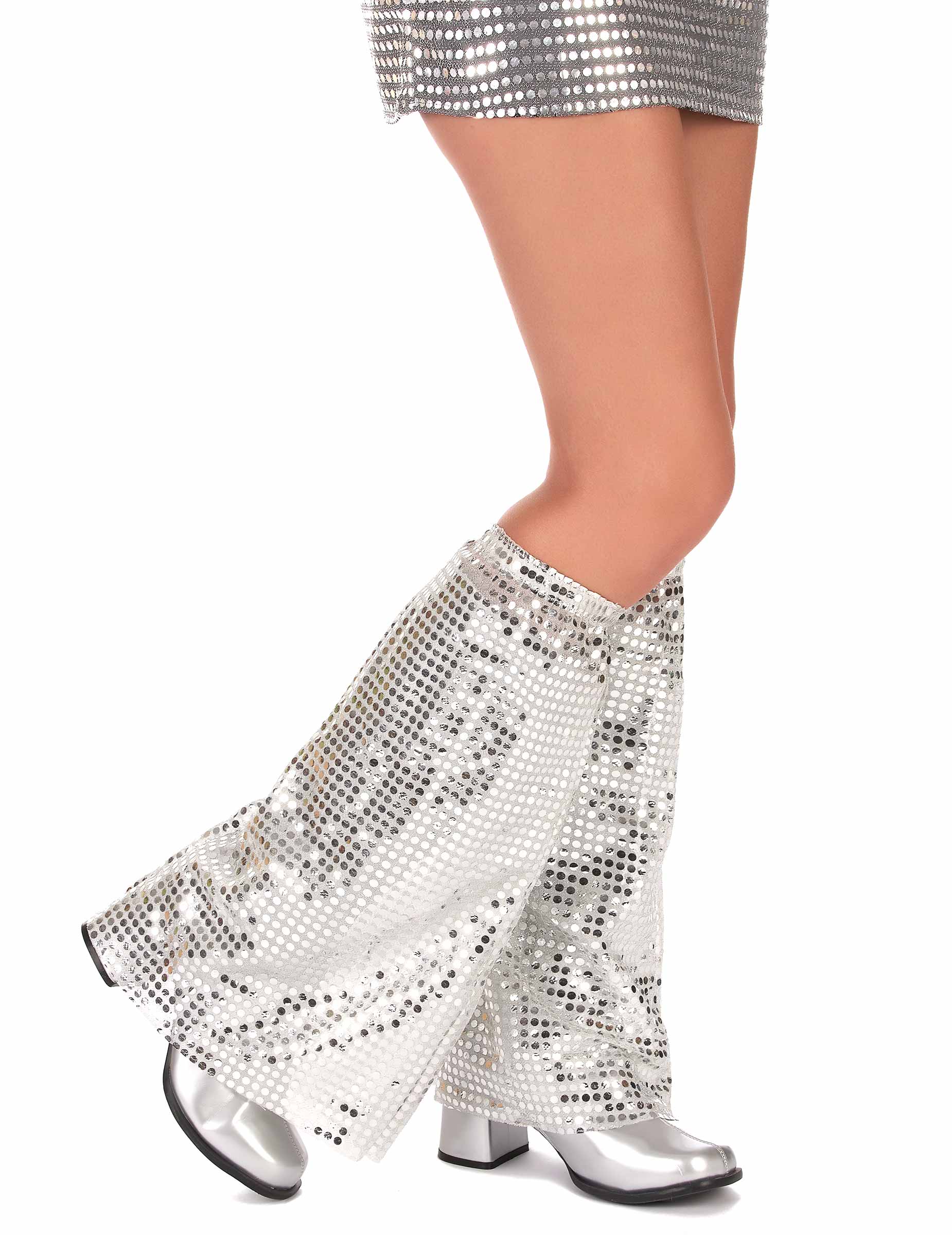 Jambières à paillettes argent adulte