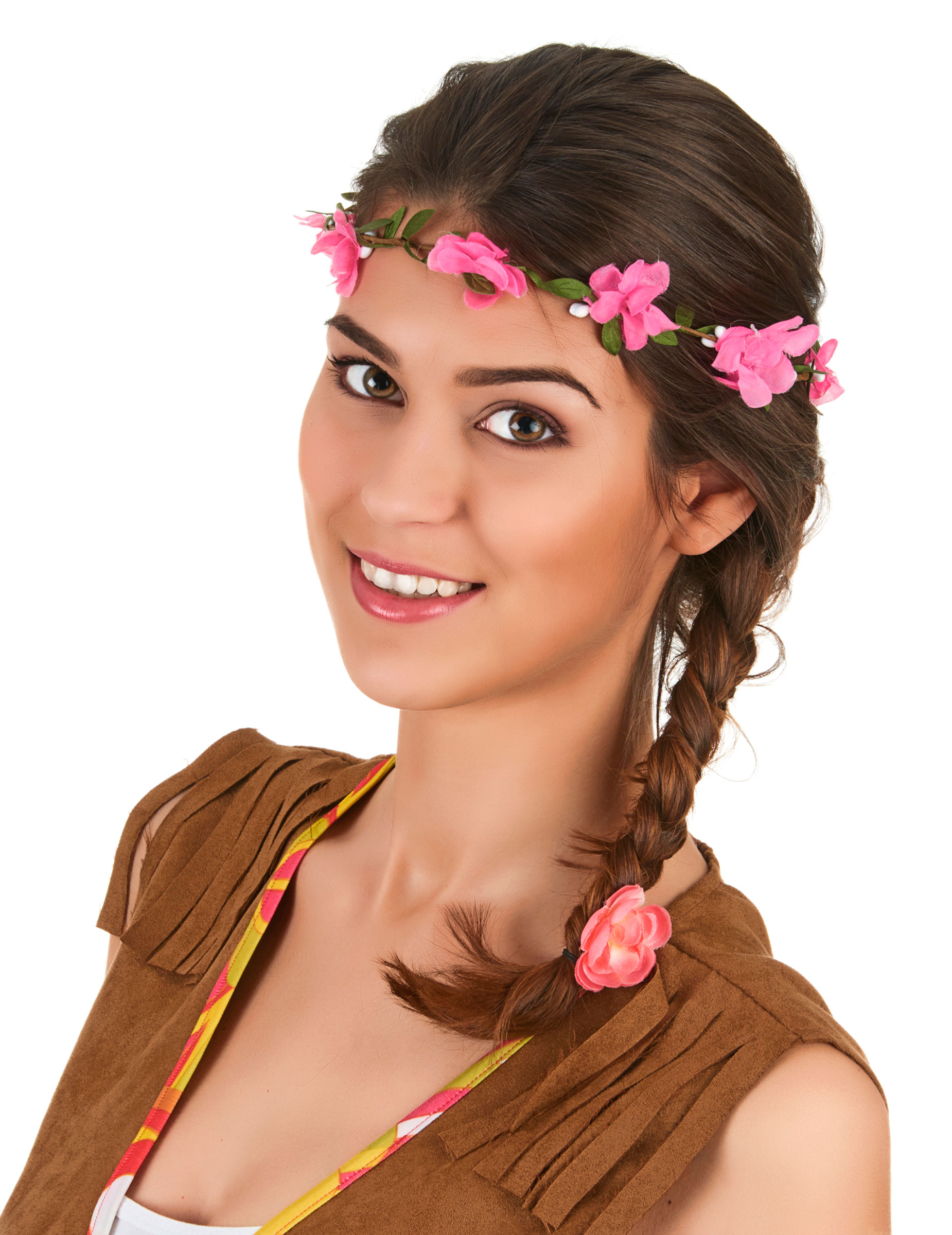 Couronne fleurs roses adulte