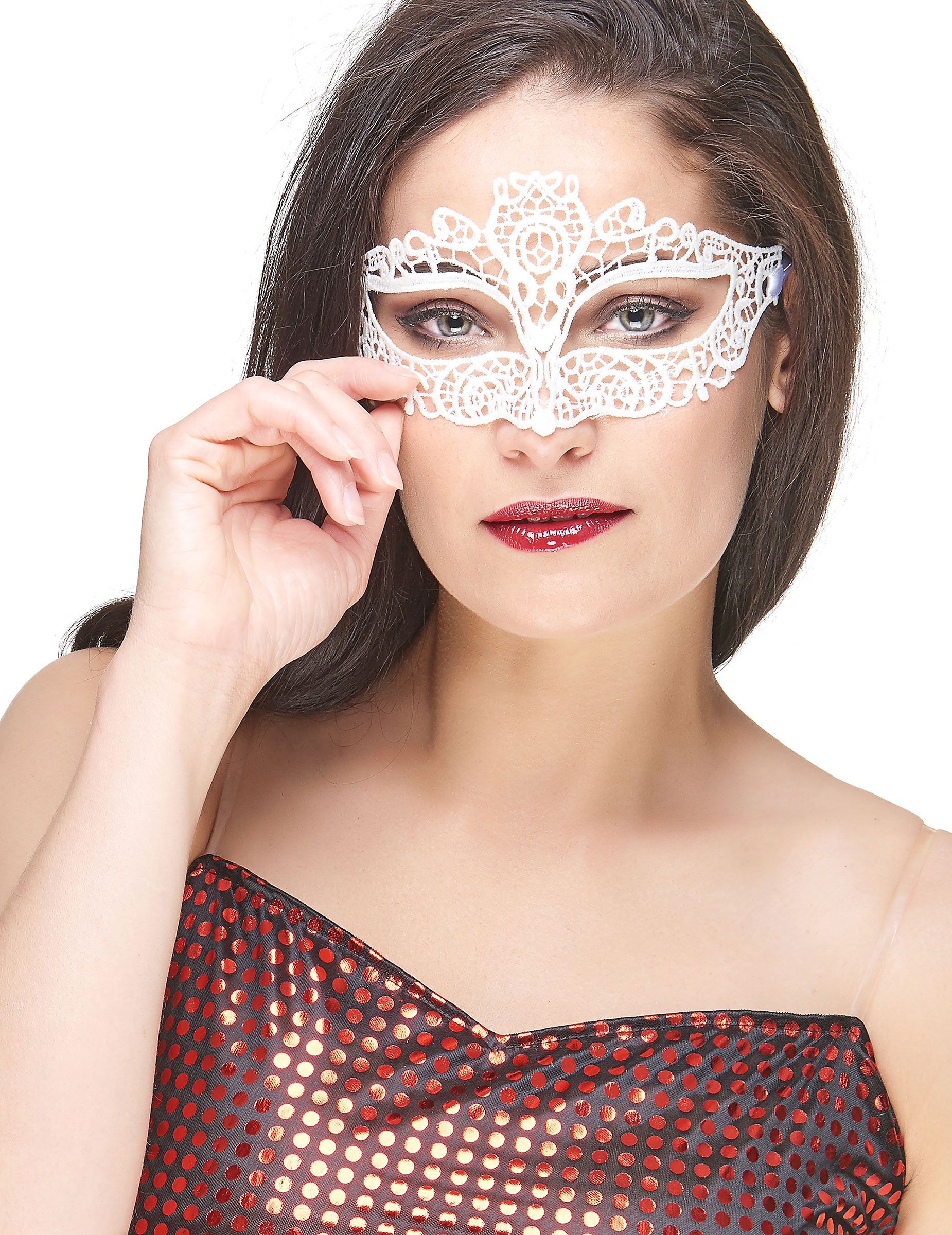 Loup tissu dentelle blanc fluo adulte
