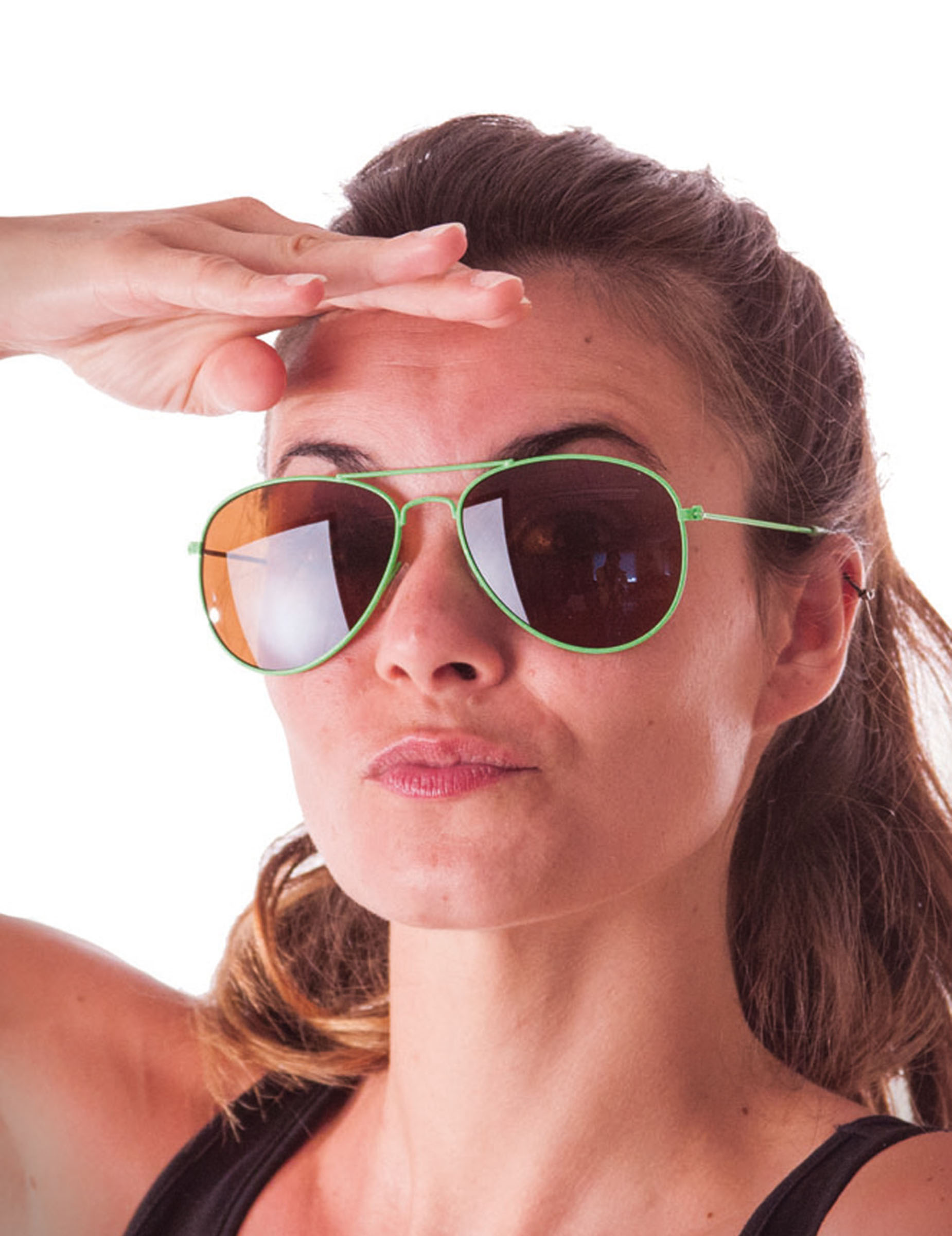 Lunettes aviateur vertes fluo adulte