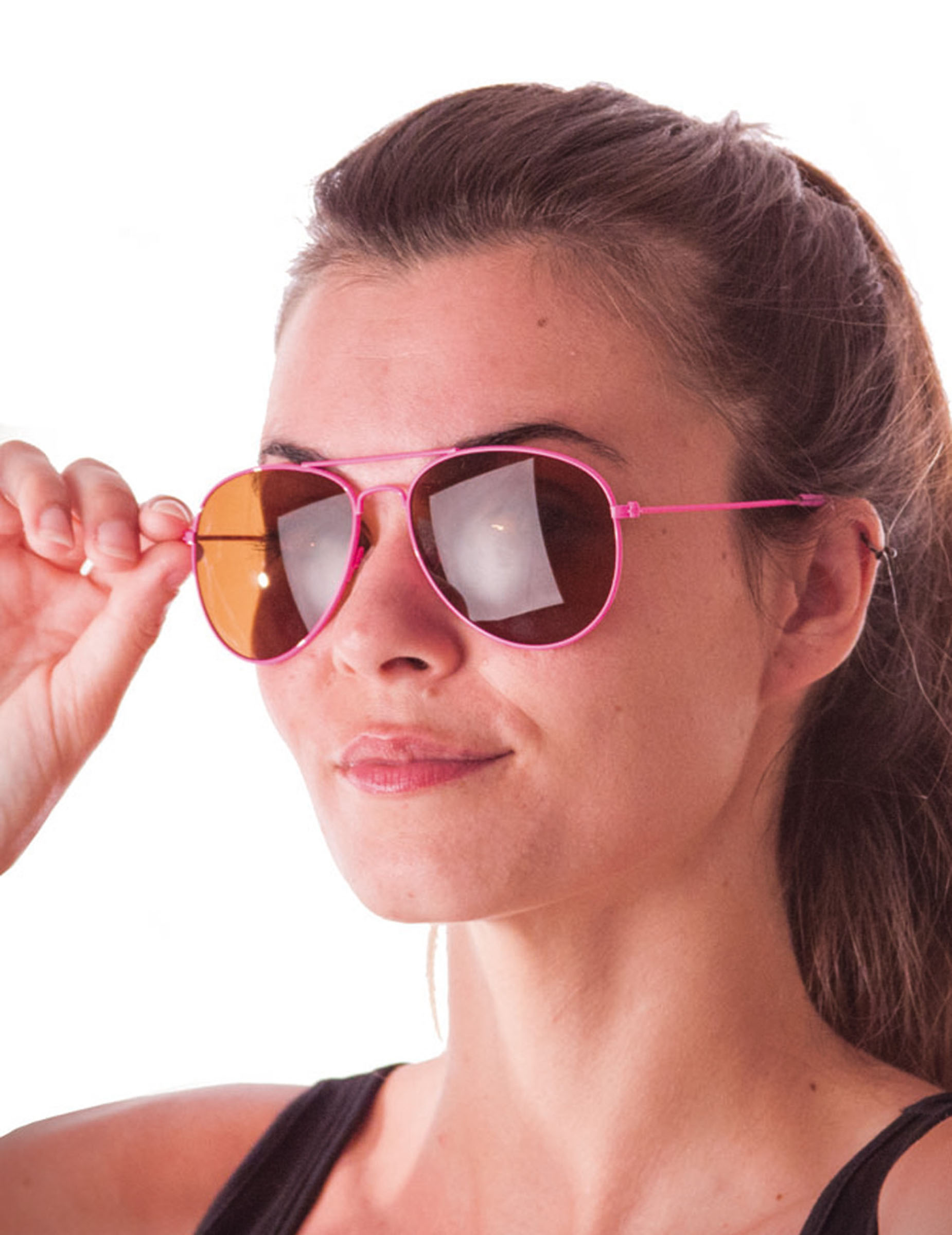Lunettes aviateur rose fluo adulte