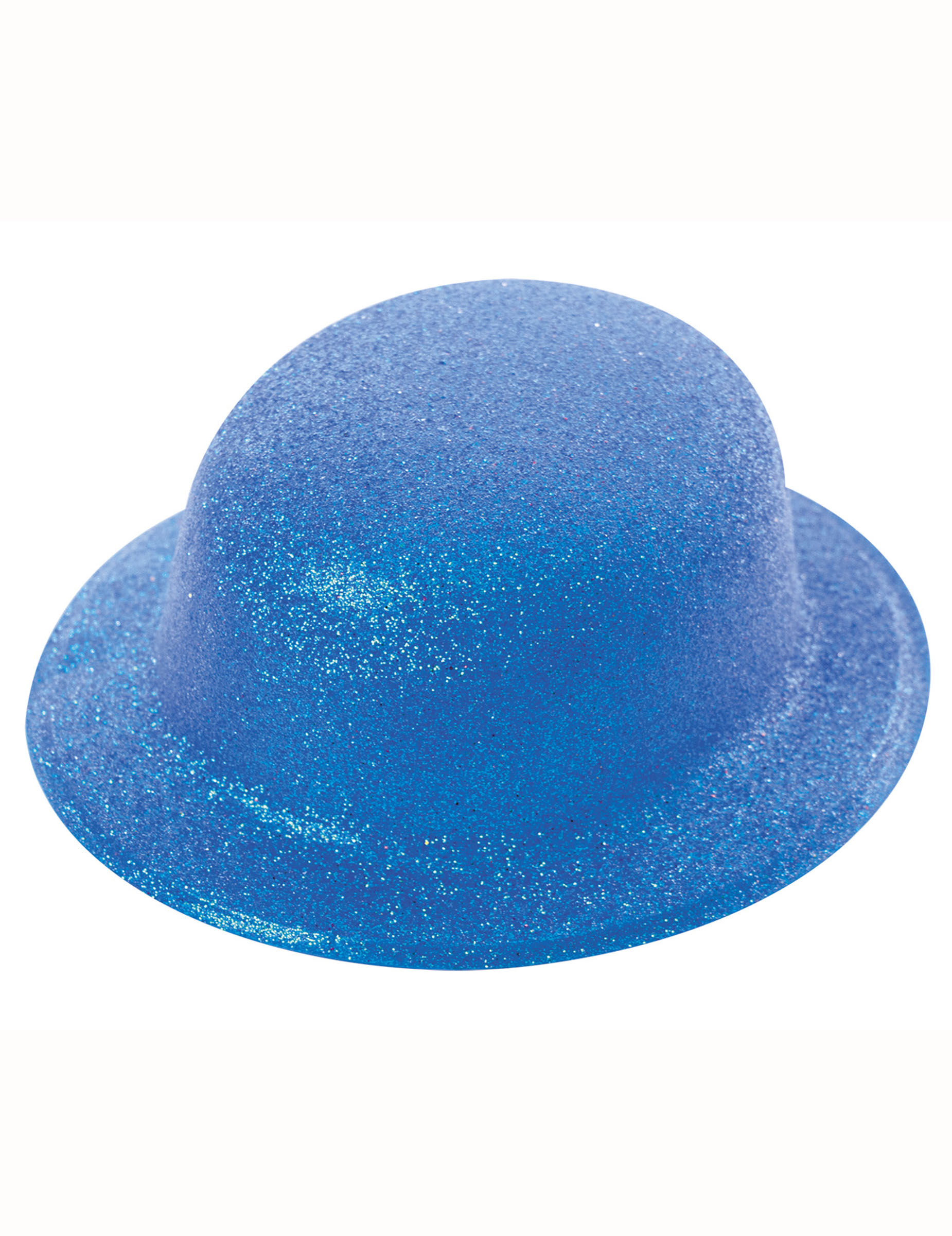 Chapeau melon pailletté bleu adulte