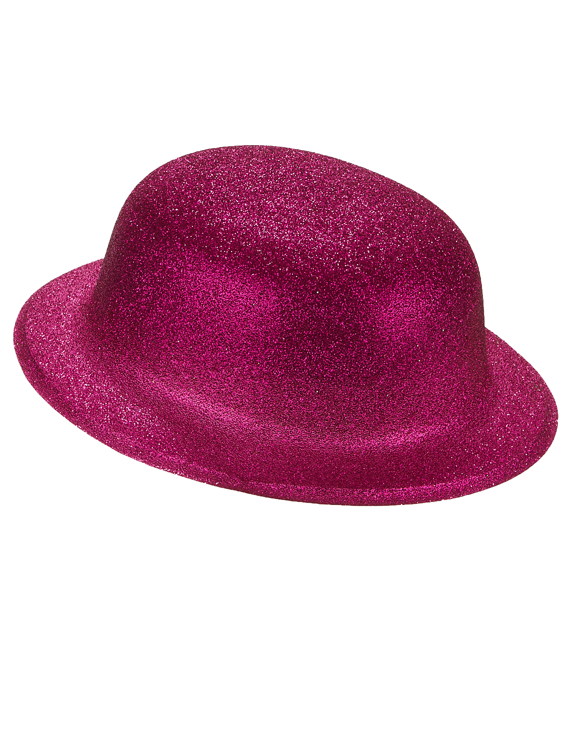 Chapeau melon pailleté fuschia adulte