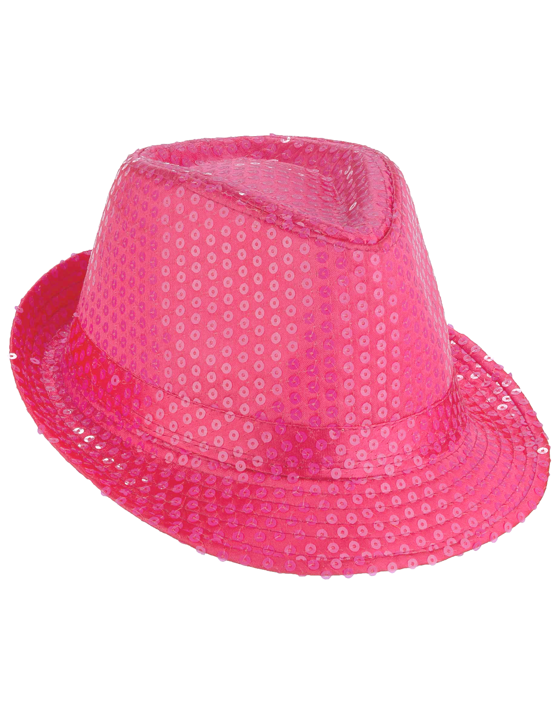Chapeau borsalino à sequins rose fluo adulte