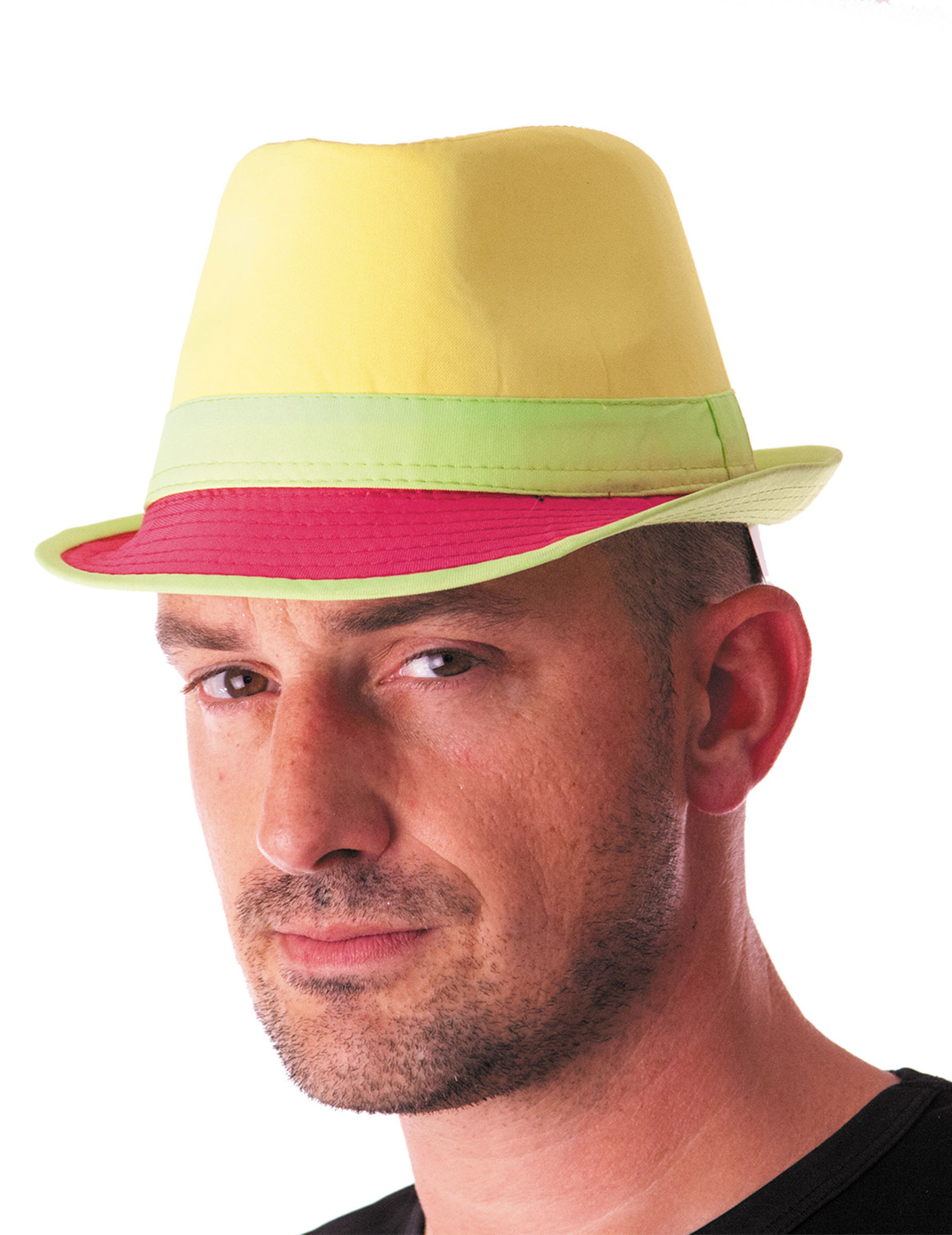 Chapeau trilby fluo jaune adulte