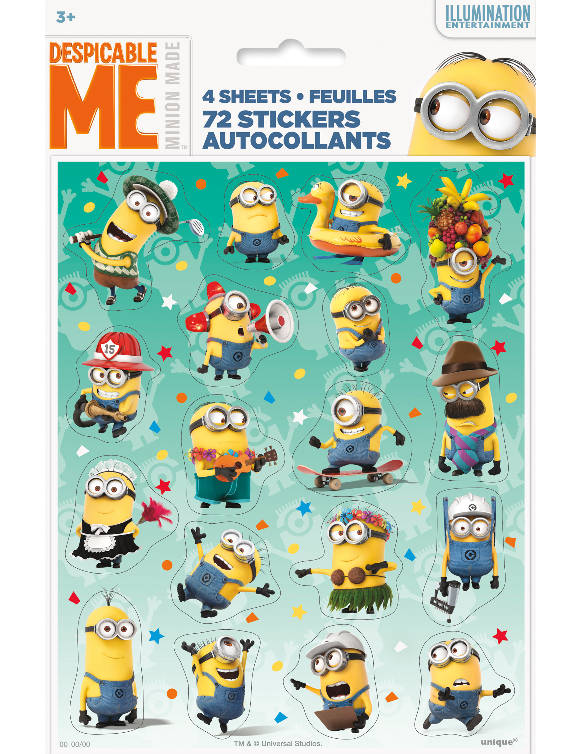 72 autocollants Minions