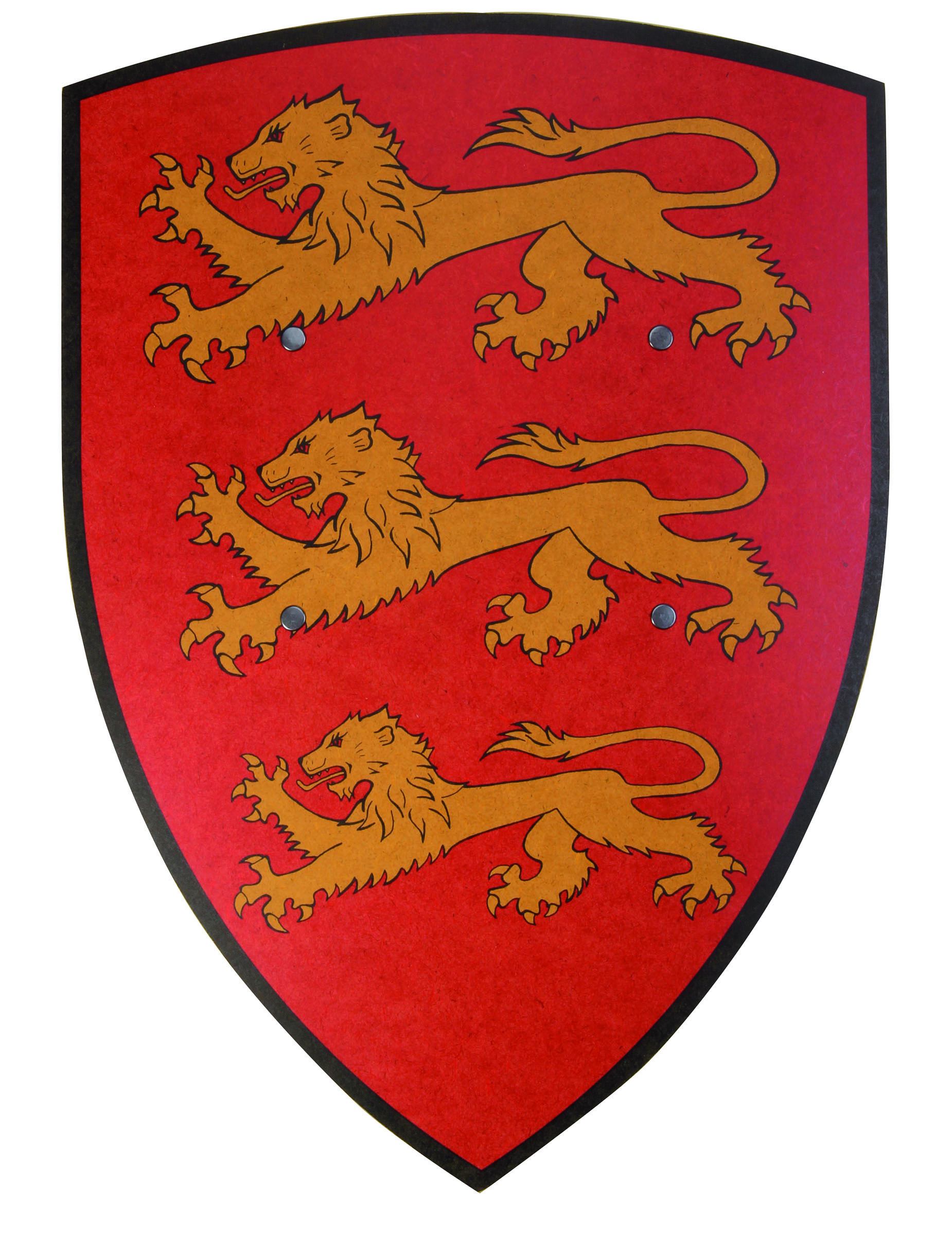 Bouclier rouge lion en bois 36 X 50 cm