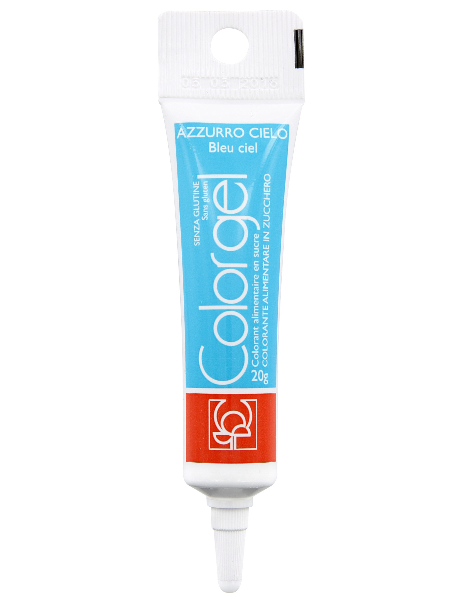 Tube de colorant alimentaire bleu ciel