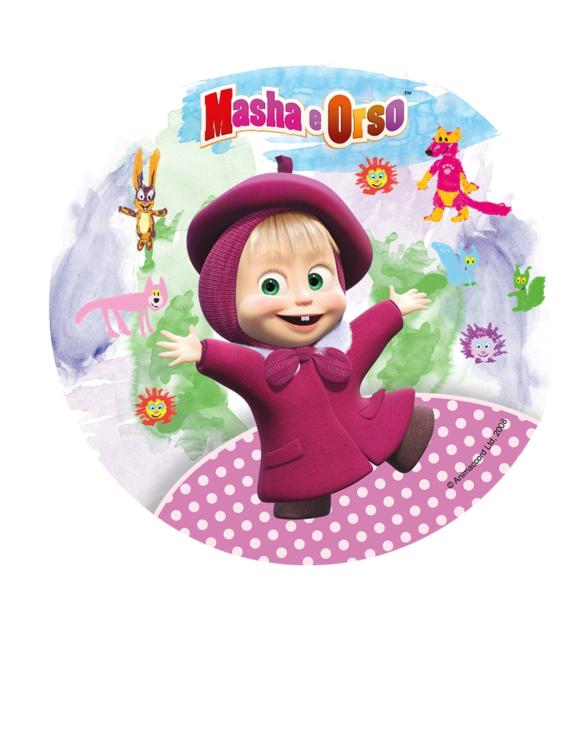 Disque en sucre Masha et Michka 21 cm