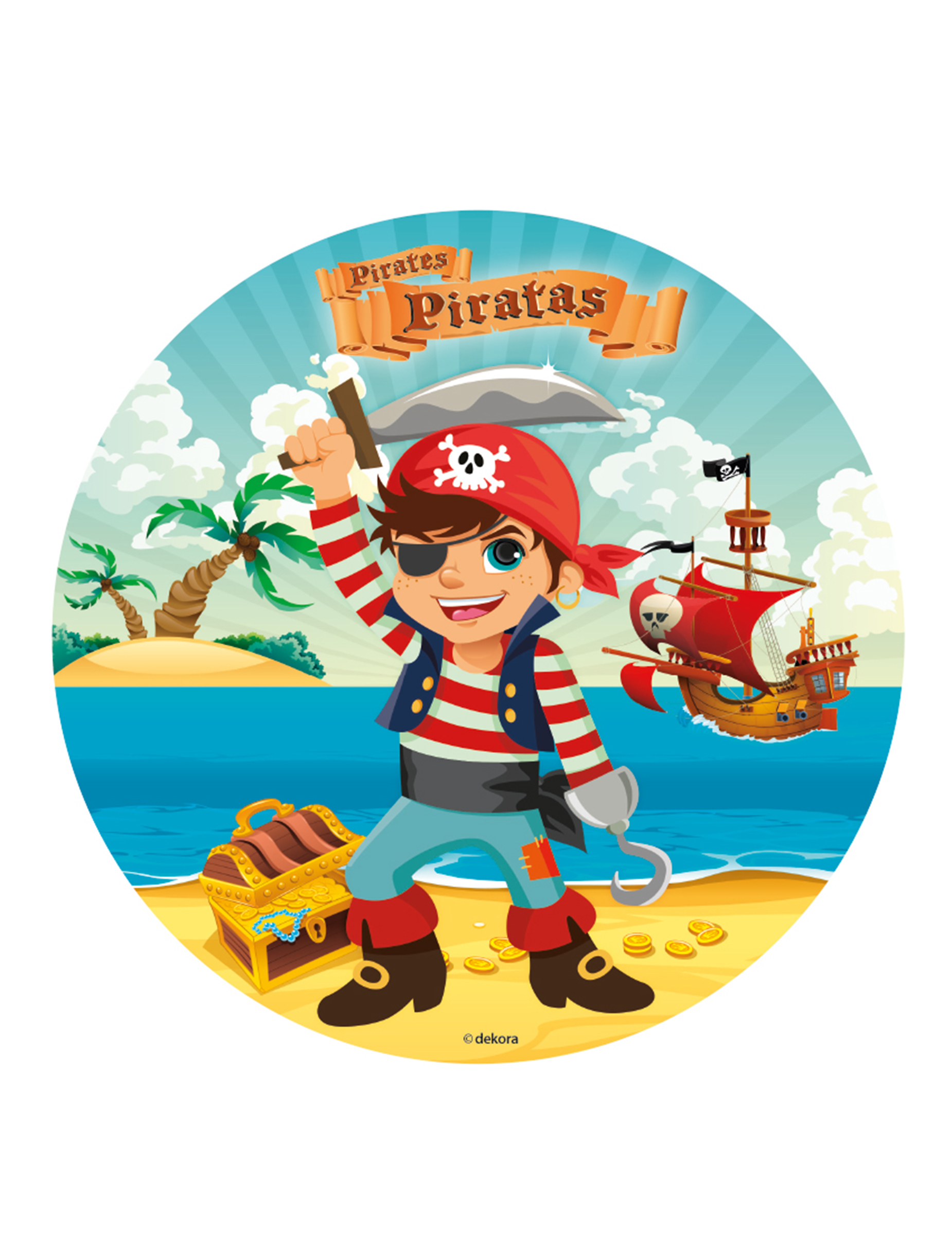Disque en sucre pour gâteau Pirate 20 cm