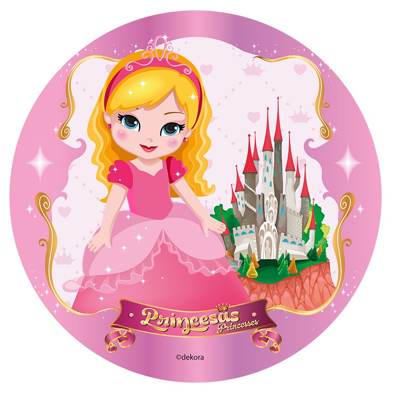 Disque en sucre pour gâteau Princesse 20 cm