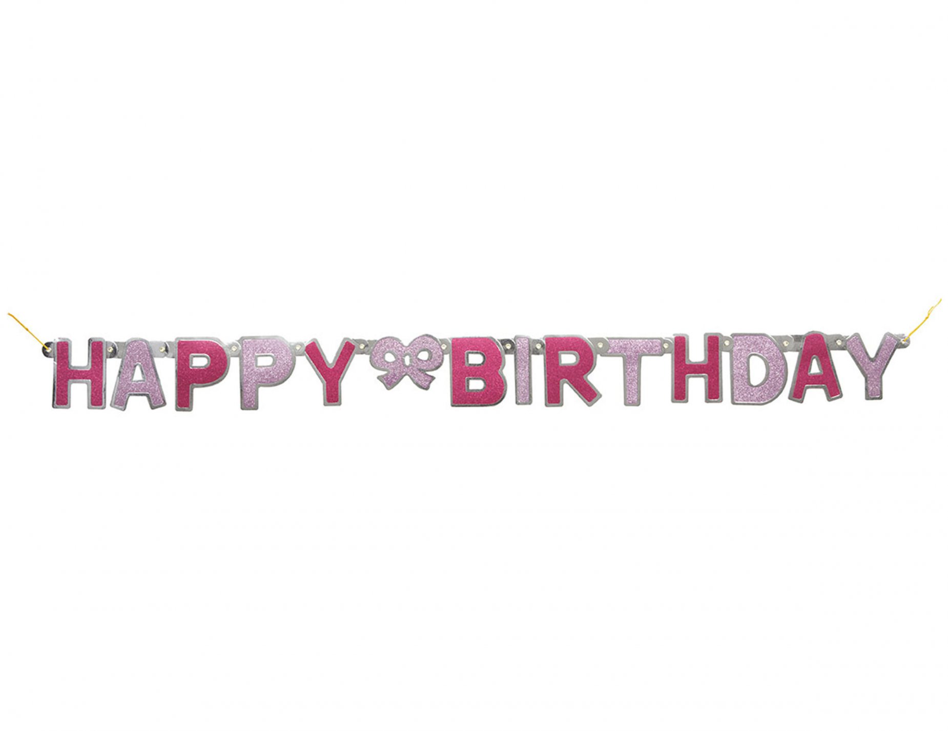 Guirlande articulée Happy birthday rose à paillettes