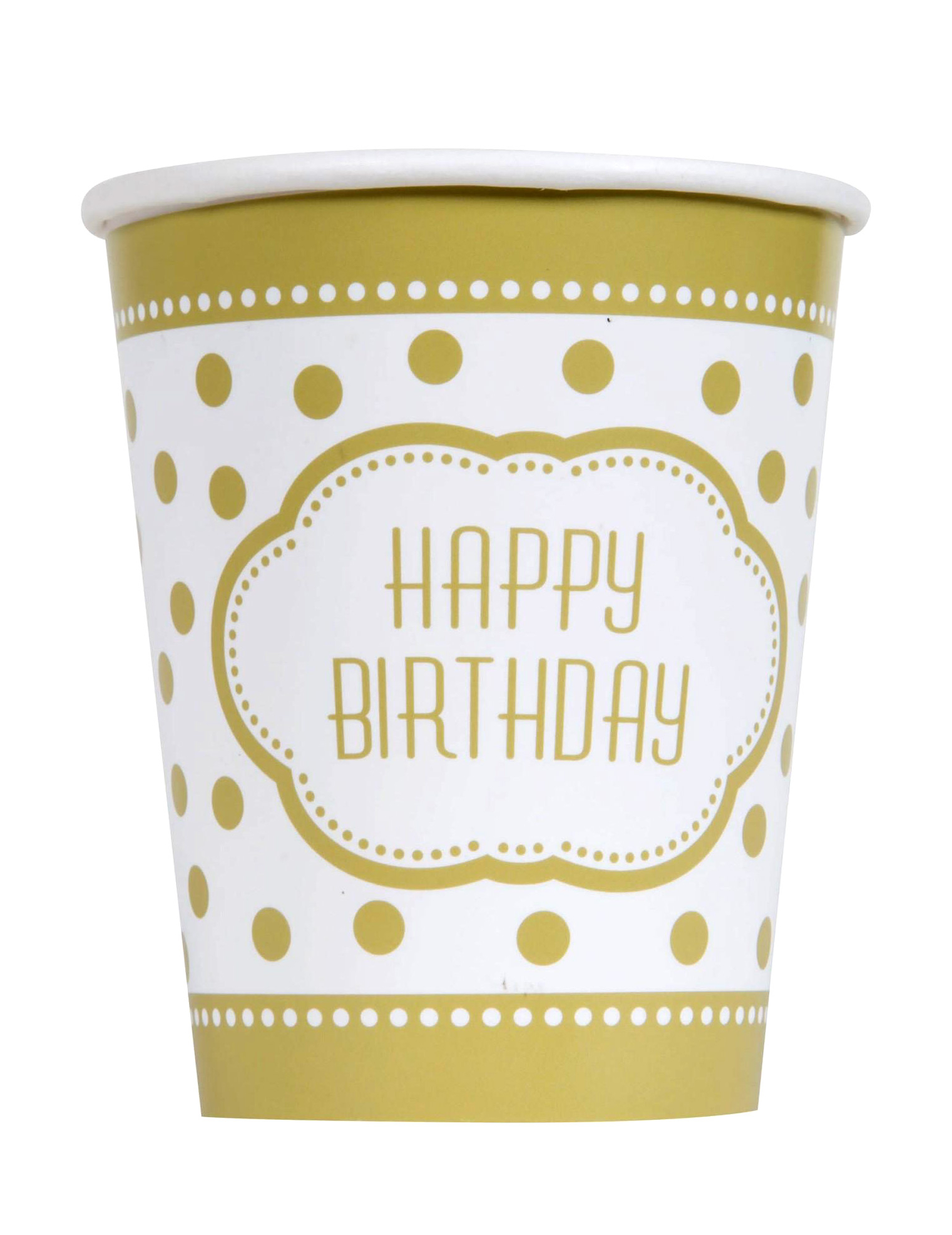 8 Gobelets en carton anniversaire doré