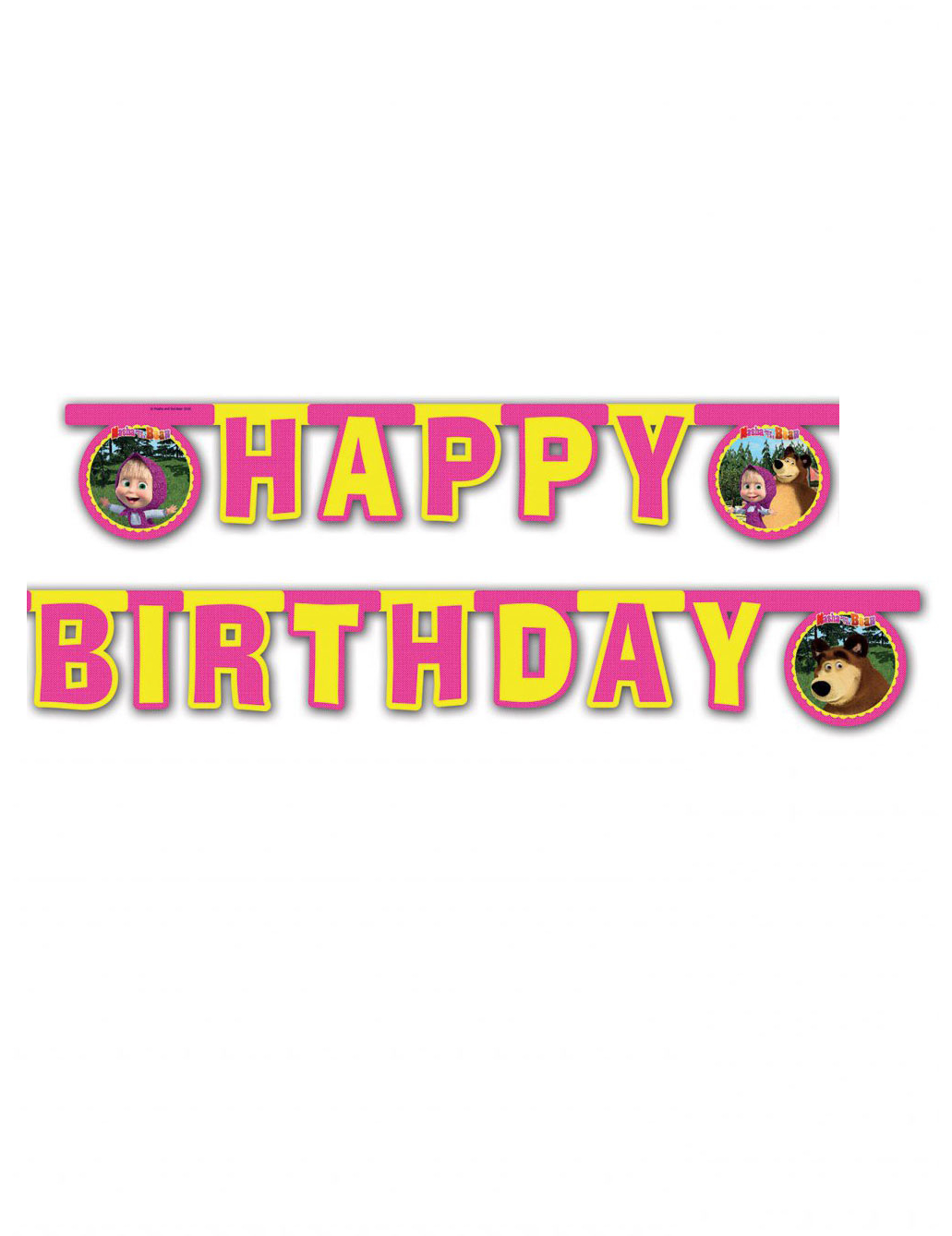 Guirlande articulée Happy Birthday Masha et Michka 2 mètres