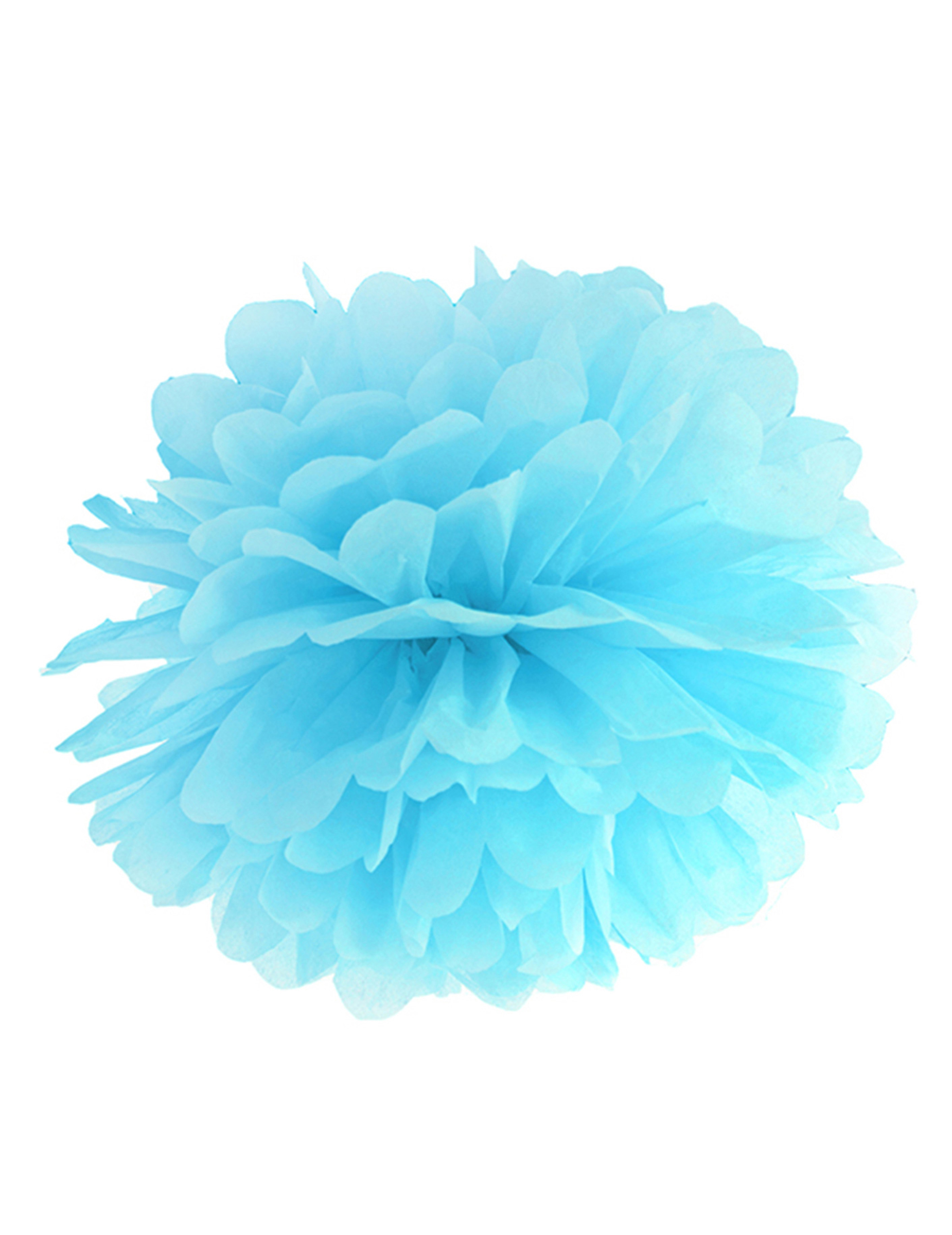 Pompon à suspendre en papier bleu ciel 25 cm