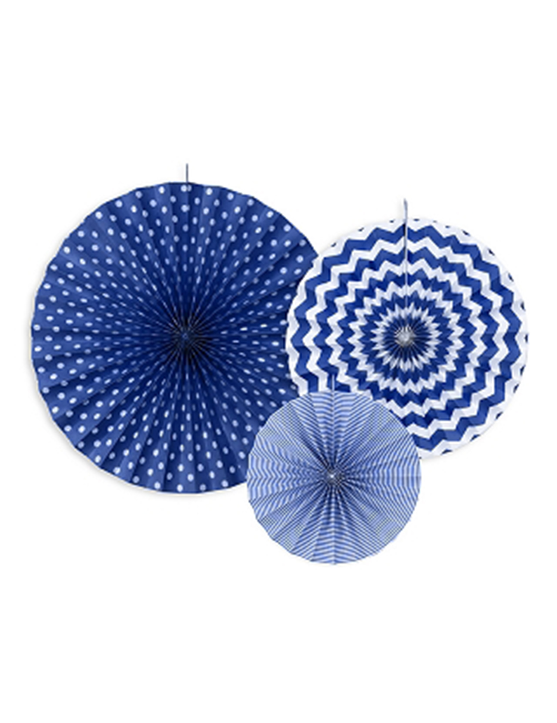 3 Rosaces en papier bleu marine 23, 32 et 40 cm