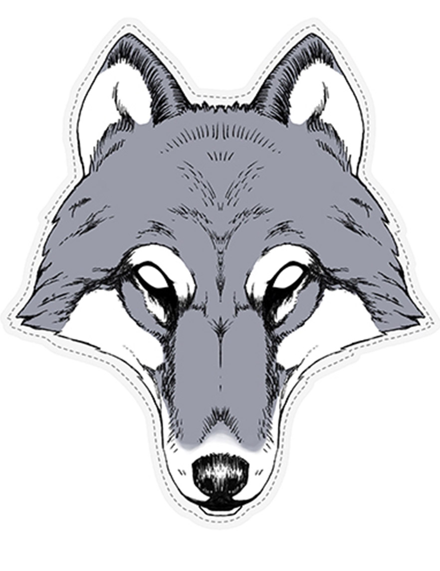 Masque papier Loup 28 x 32 cm