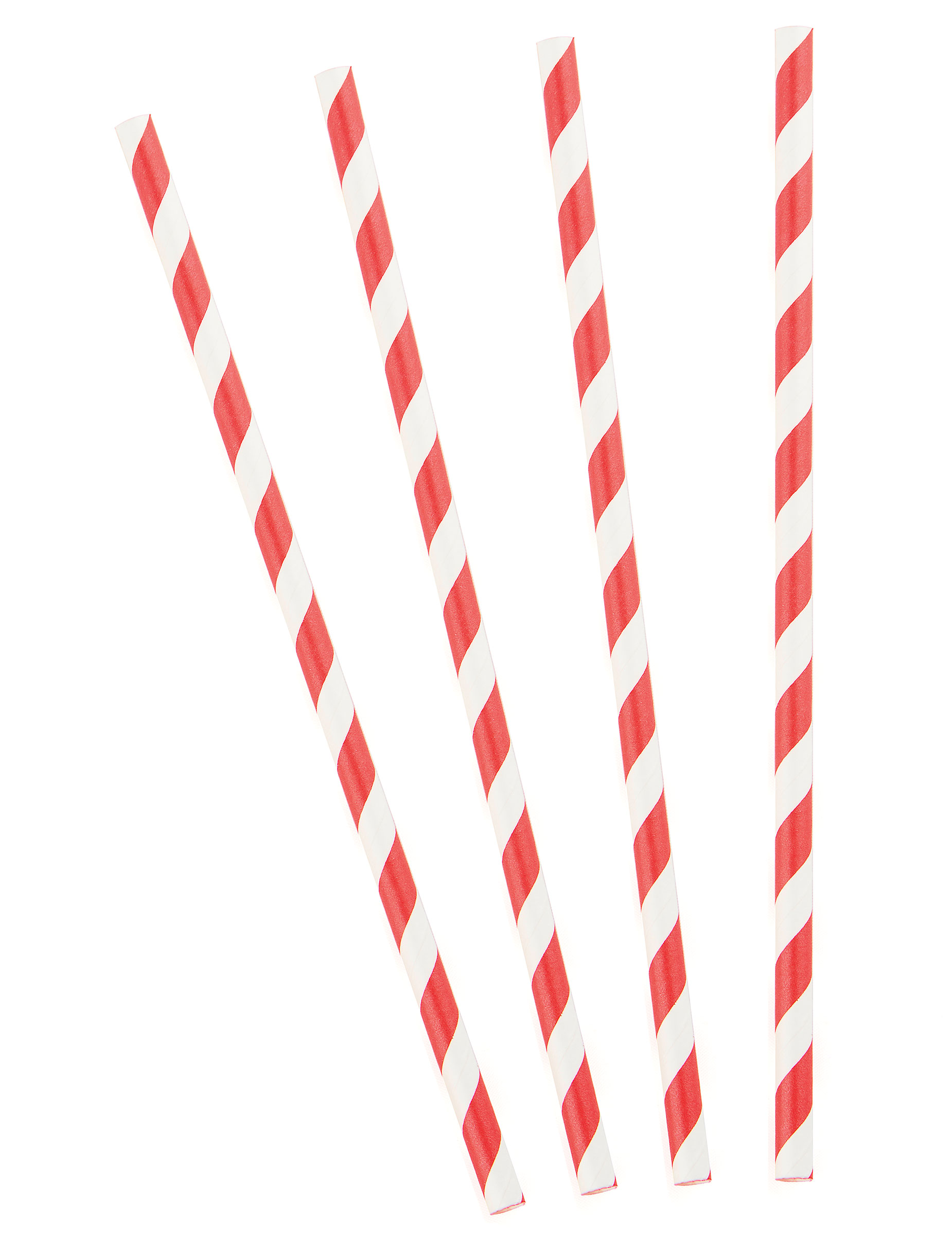 10 pailles en carton rayées rouges 19,5 cm pour boissons froides