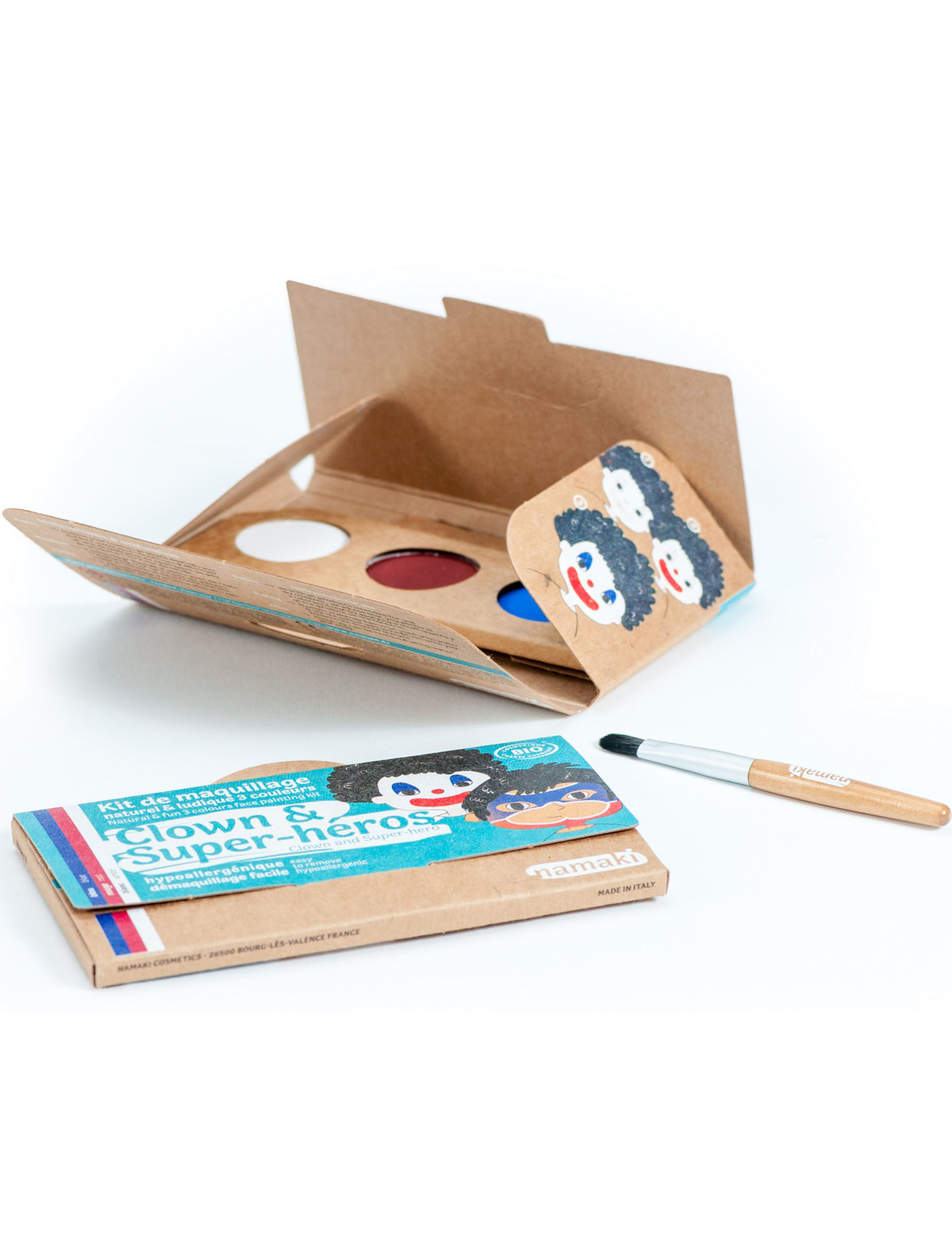 Kit maquillage 3 couleurs clown & super-héros BIO Namaki Cosmetics ©