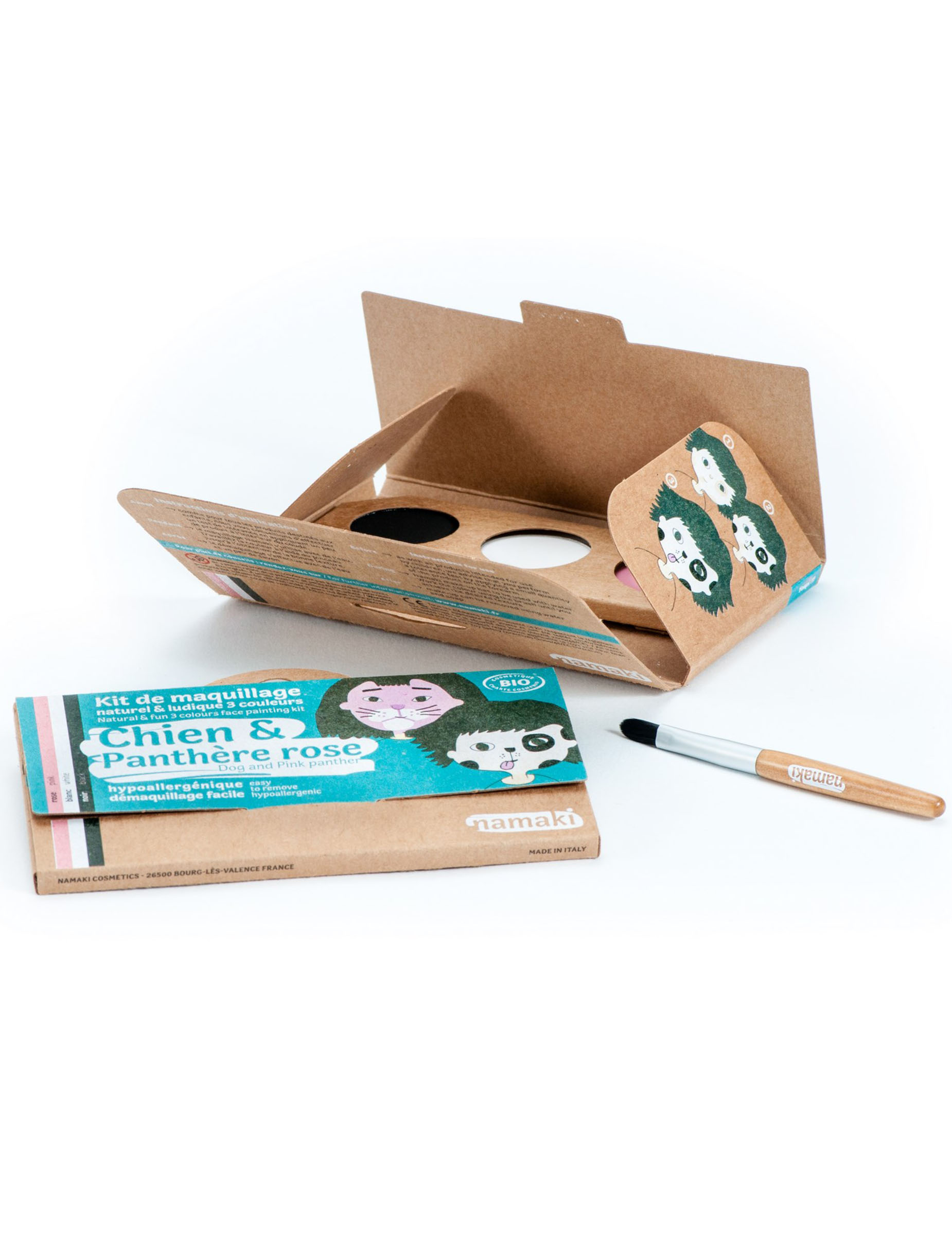 Kit maquillage 3 couleurs chien & panthère rose BIO Namaki Cosmetics ©