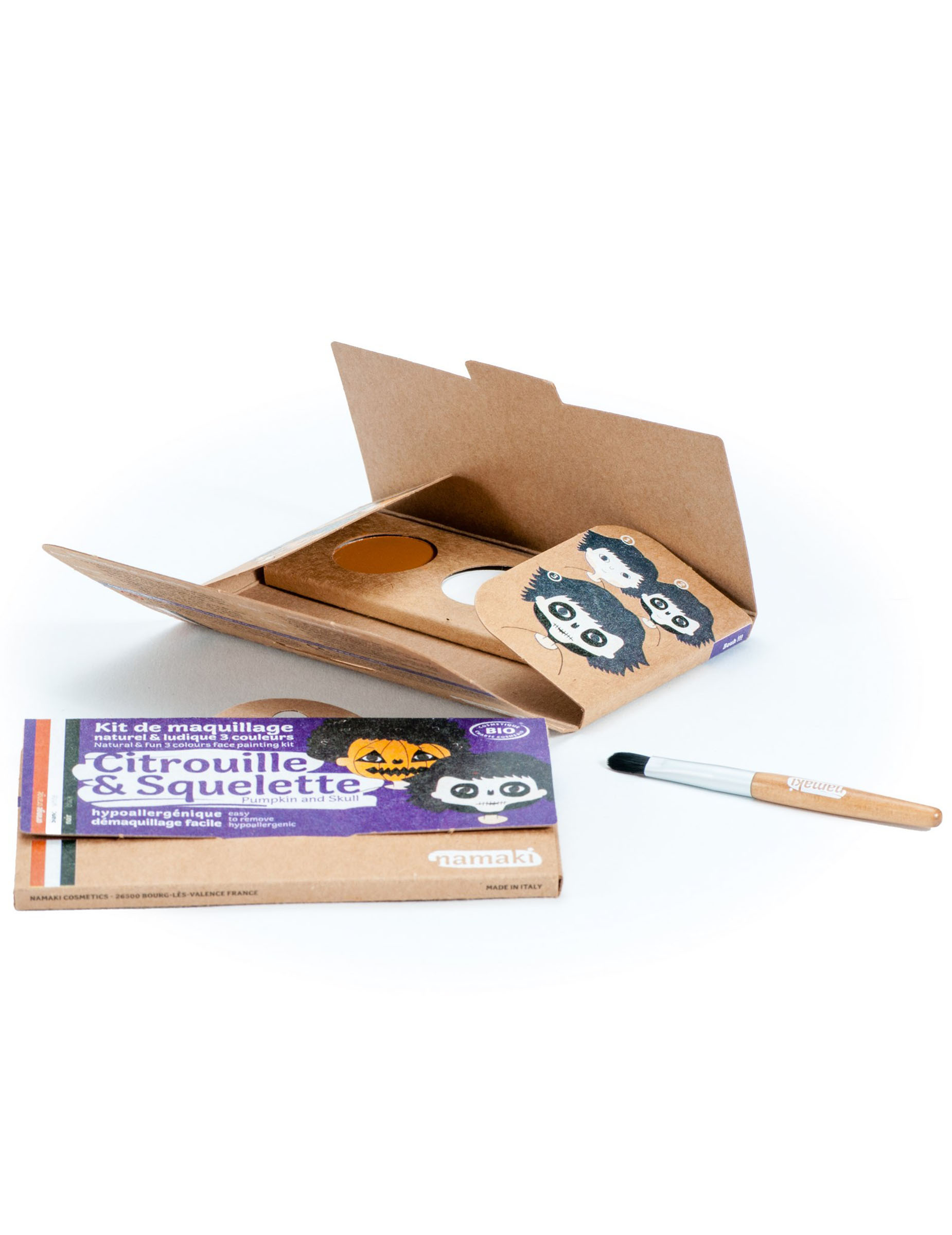 Kit maquillage 3 couleurs citrouille & squelette BIO Namaki Cosmetics © Halloween