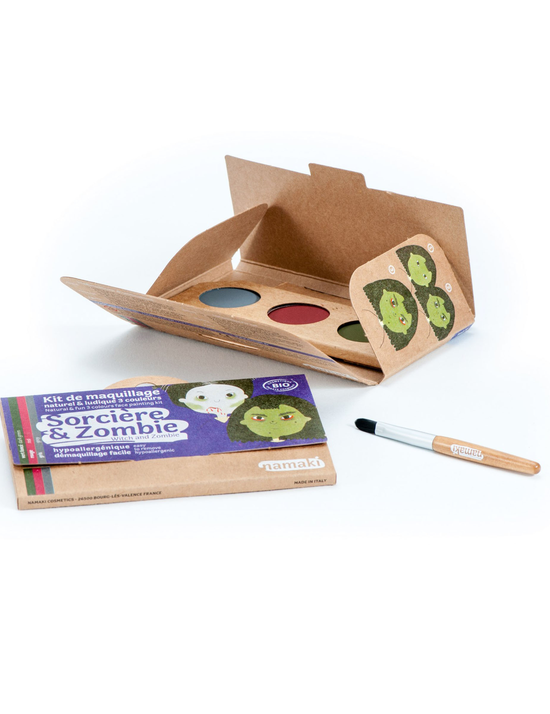 Kit maquillage 3 couleurs sorcière & zombie BIO Namaki Cosmetics © Halloween