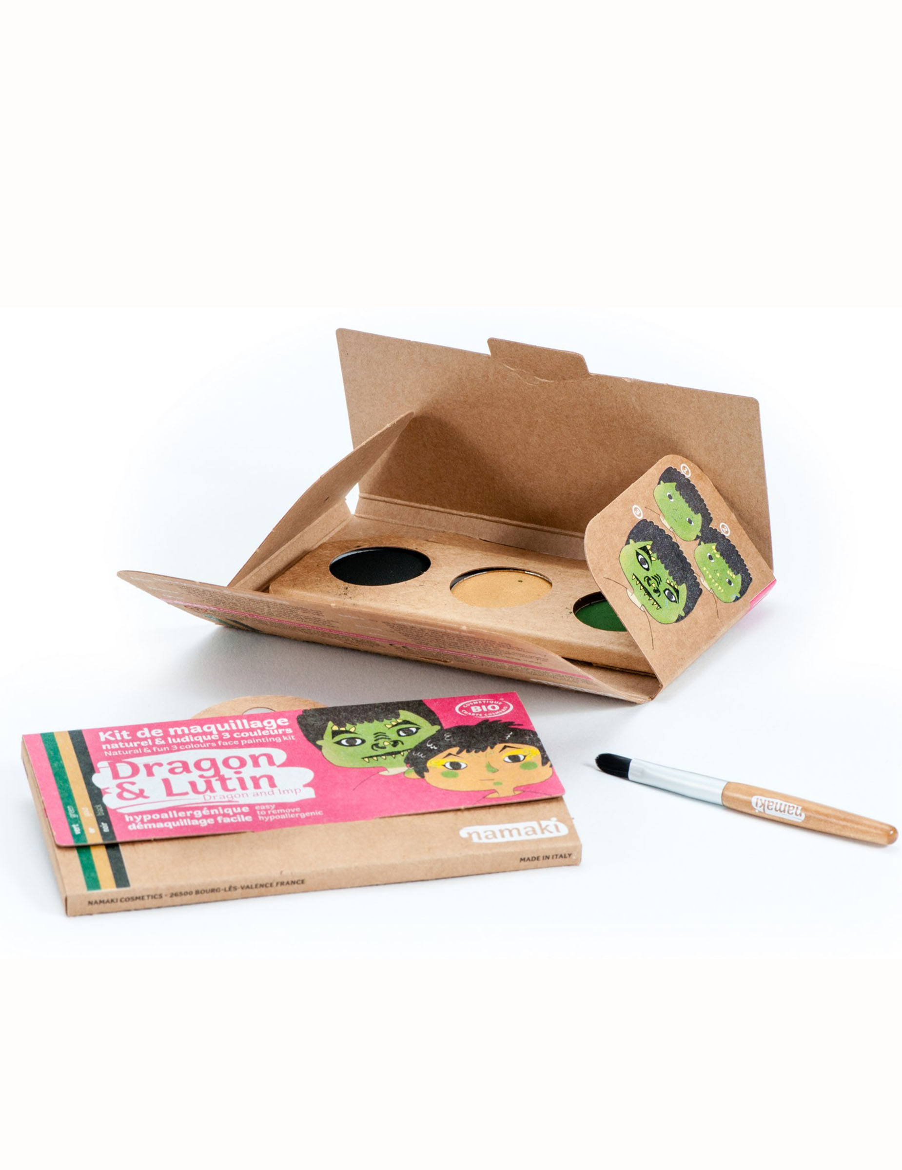 Kit maquillage 3 couleurs dragon & lutin BIO Namaki Cosmetics ©