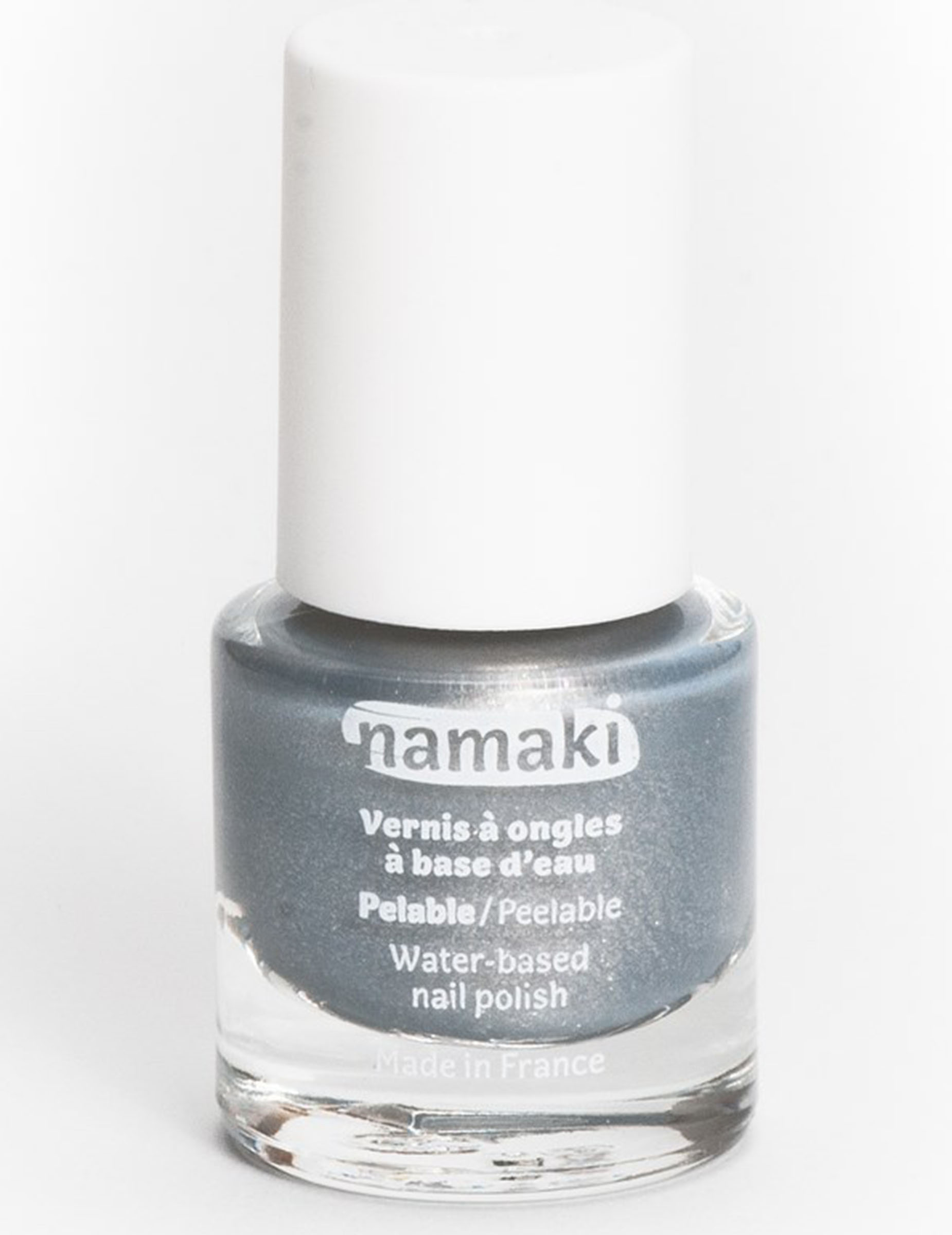 Vernis à ongles base eau pelable argent 7,5 ml Namaki Cosmetics ©