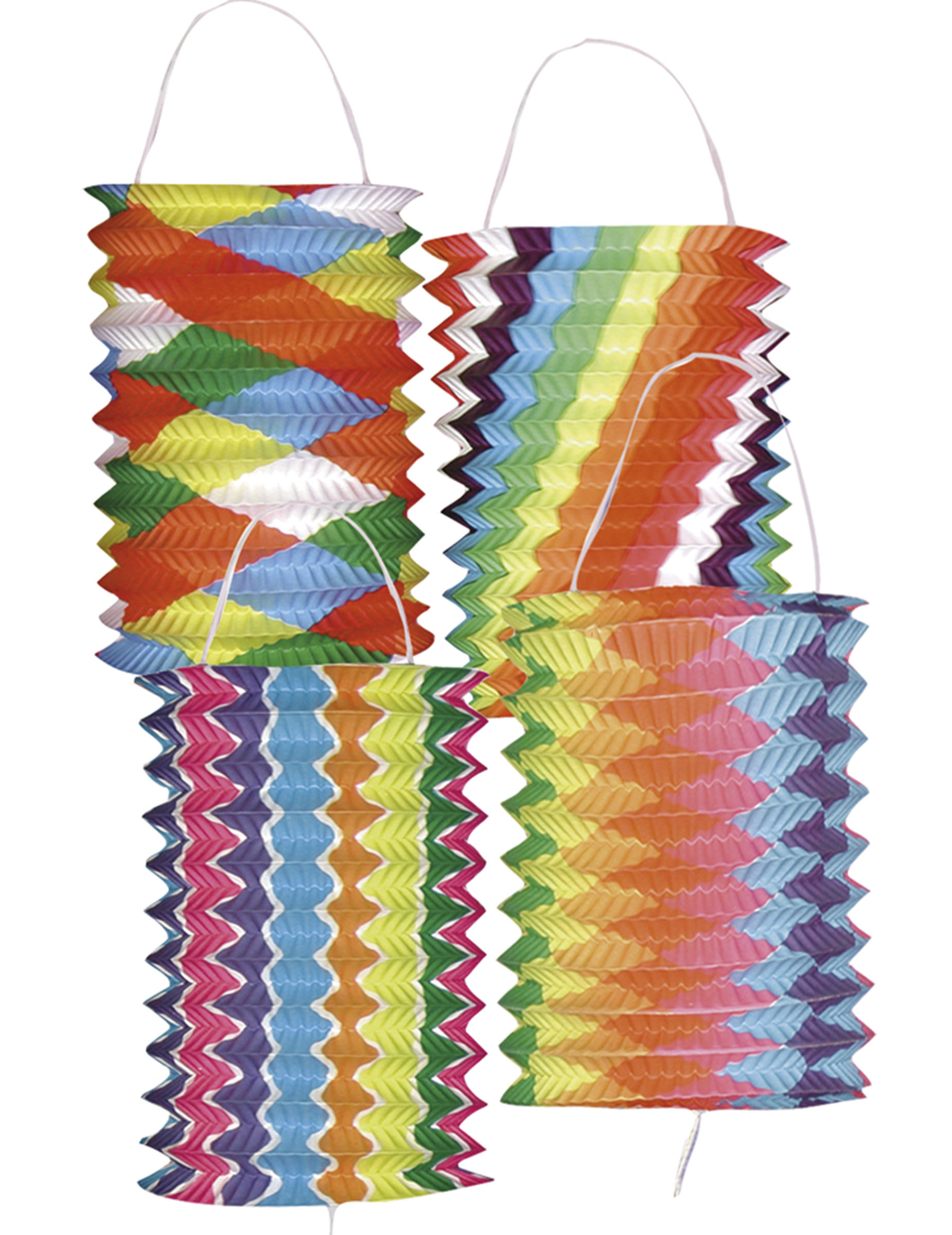 12 Lampions multicolores bariolés 13 cm