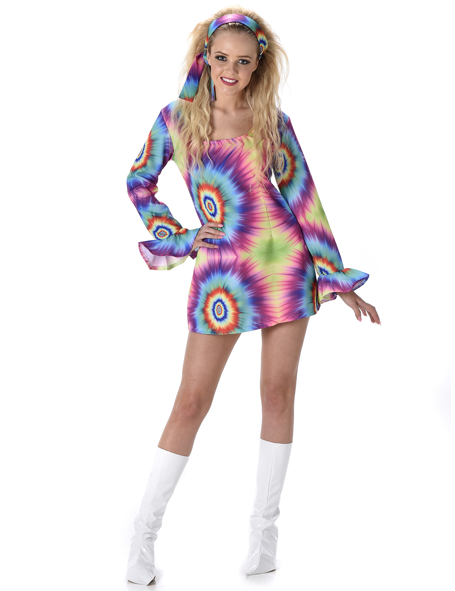Déguisement robe hippie psychédélique femme