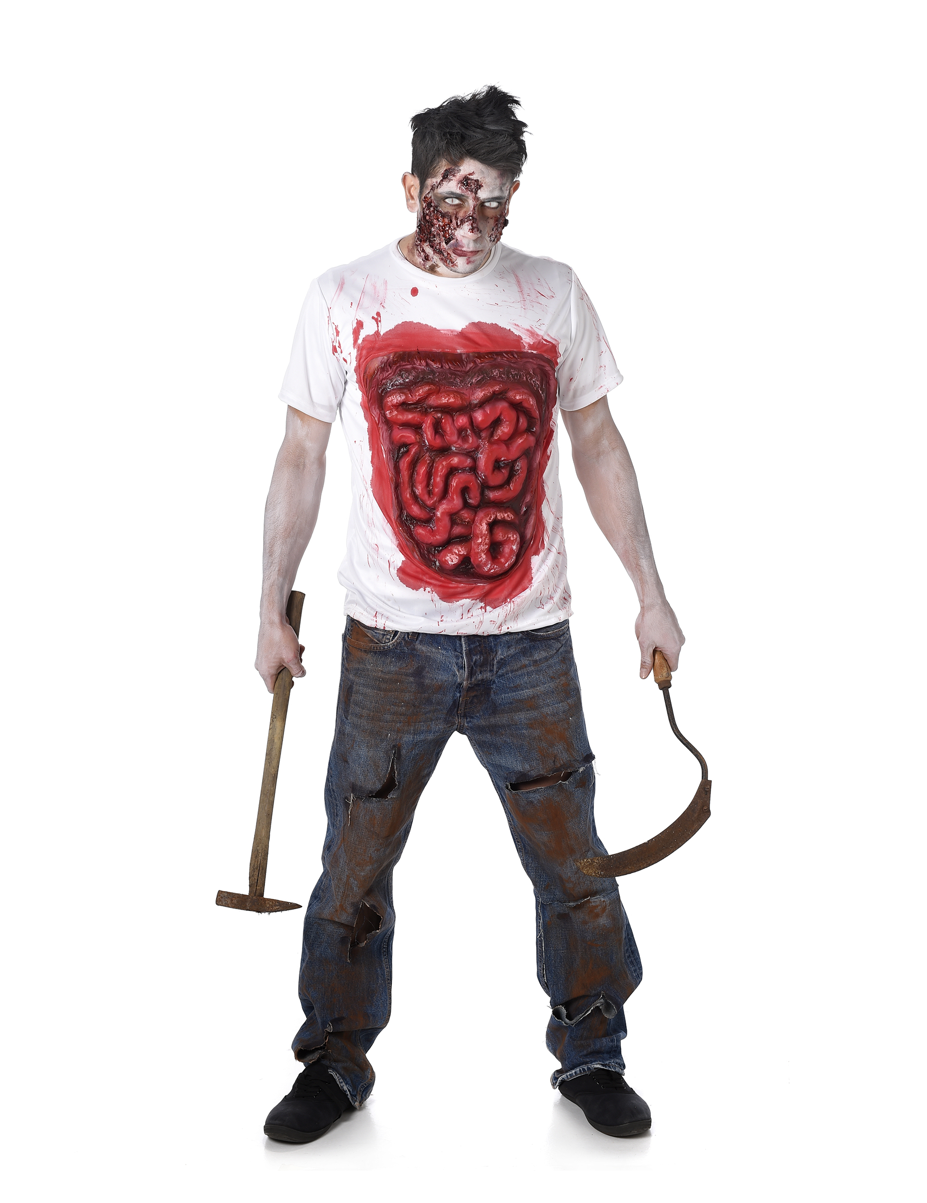 Déguisement zombie avec boyaux en latex homme Halloween