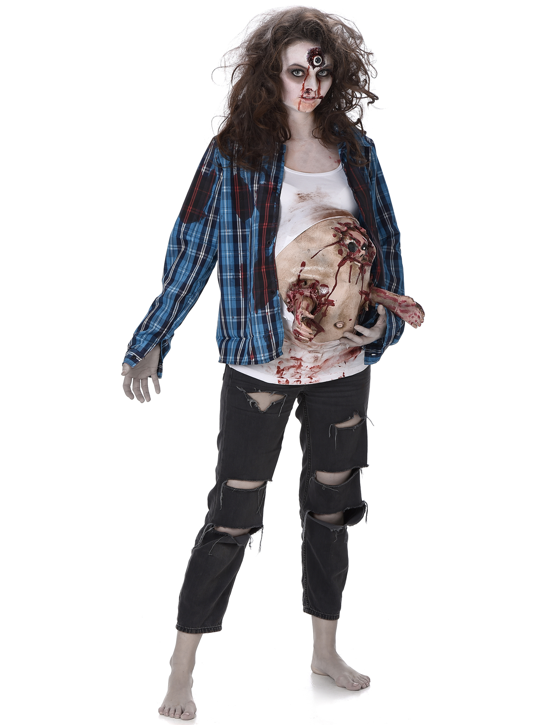 Déguisement zombie ventre en latex femme Halloween