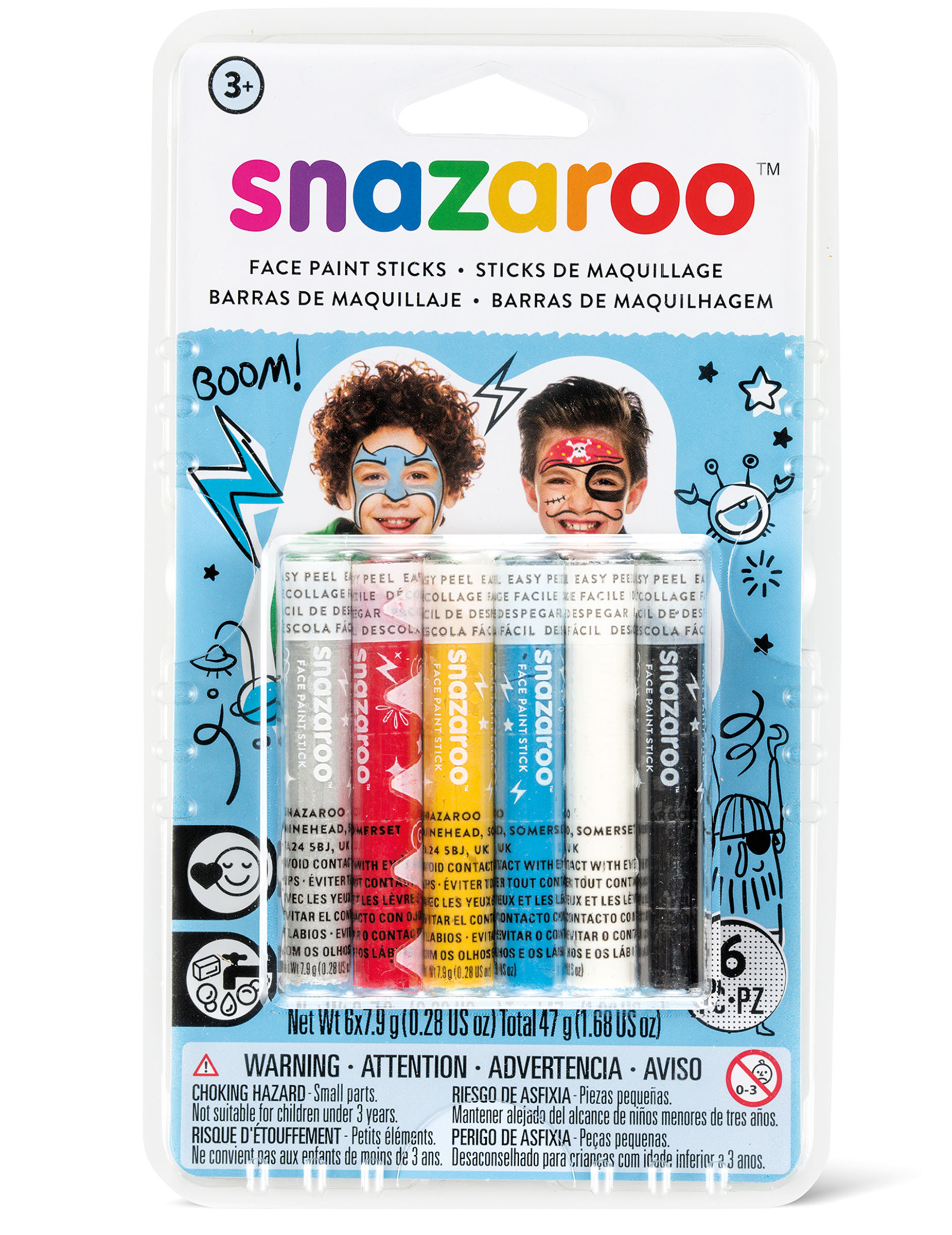 6 Sticks maquillage garçons Snazaroo